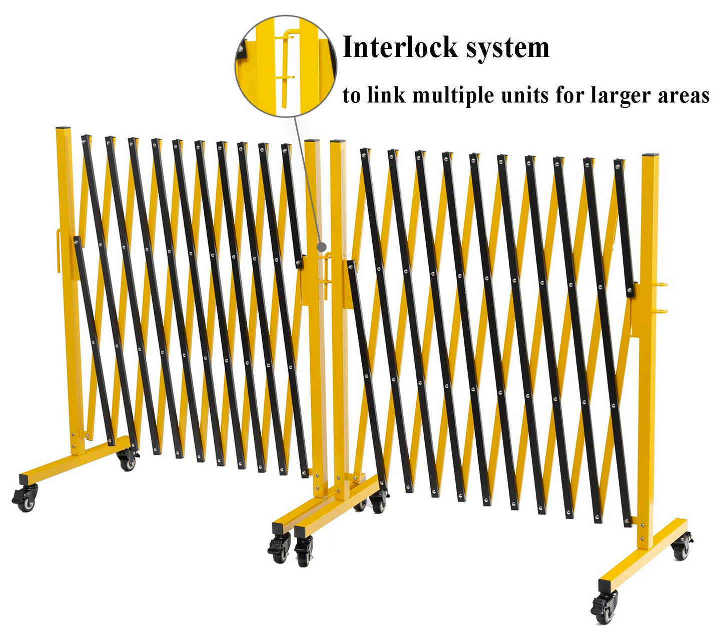 KENNISI Expandable Metal Barricade, 11 Feet, Mobile Safety Barrier Gate with Casters, Portable Retractable Fence, Indoor and Outdoor, Foldable, 1-PC…