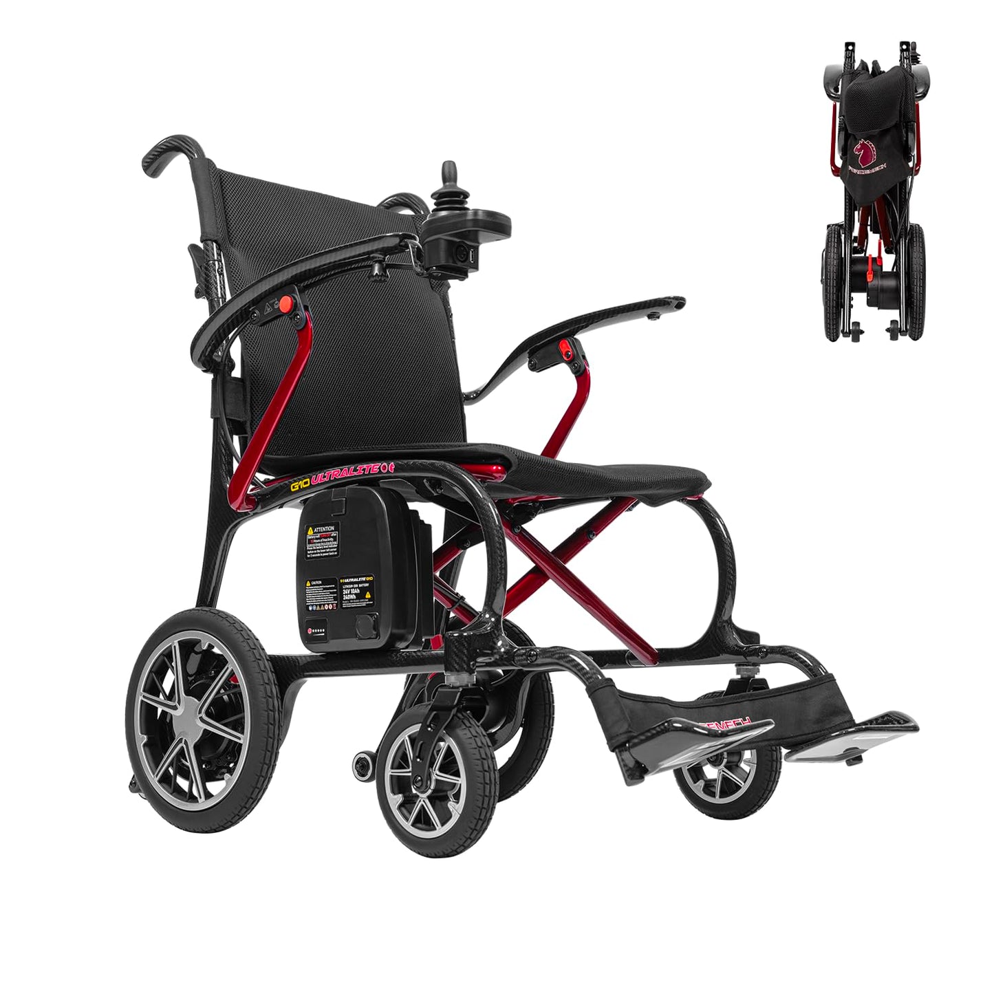 Ultralite G10 Electric Wheelchair Lightweight Foldable 2026 New Model Full Carbon-Fiber Frame Travel-Ready Motorized Wheelchair for Adults 300lb Lightweight Foldable Electric Wheelchair