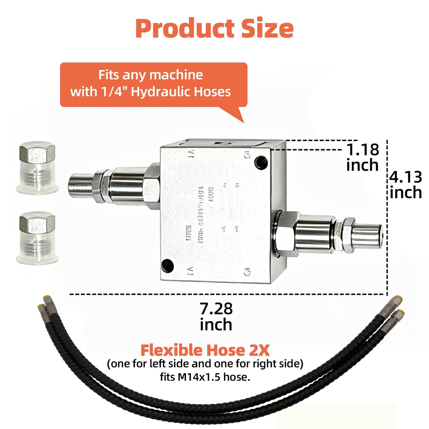 New Mini Excavator Cushion Valve Kit, Fully Assembled for Swivel Motor, Fits 1/4" Hydraulic Hoses & M14x1.5 Threaded Ends, Heavy Duty Hydraulic Cushion Valve for Mini Excavator Swivel Motor