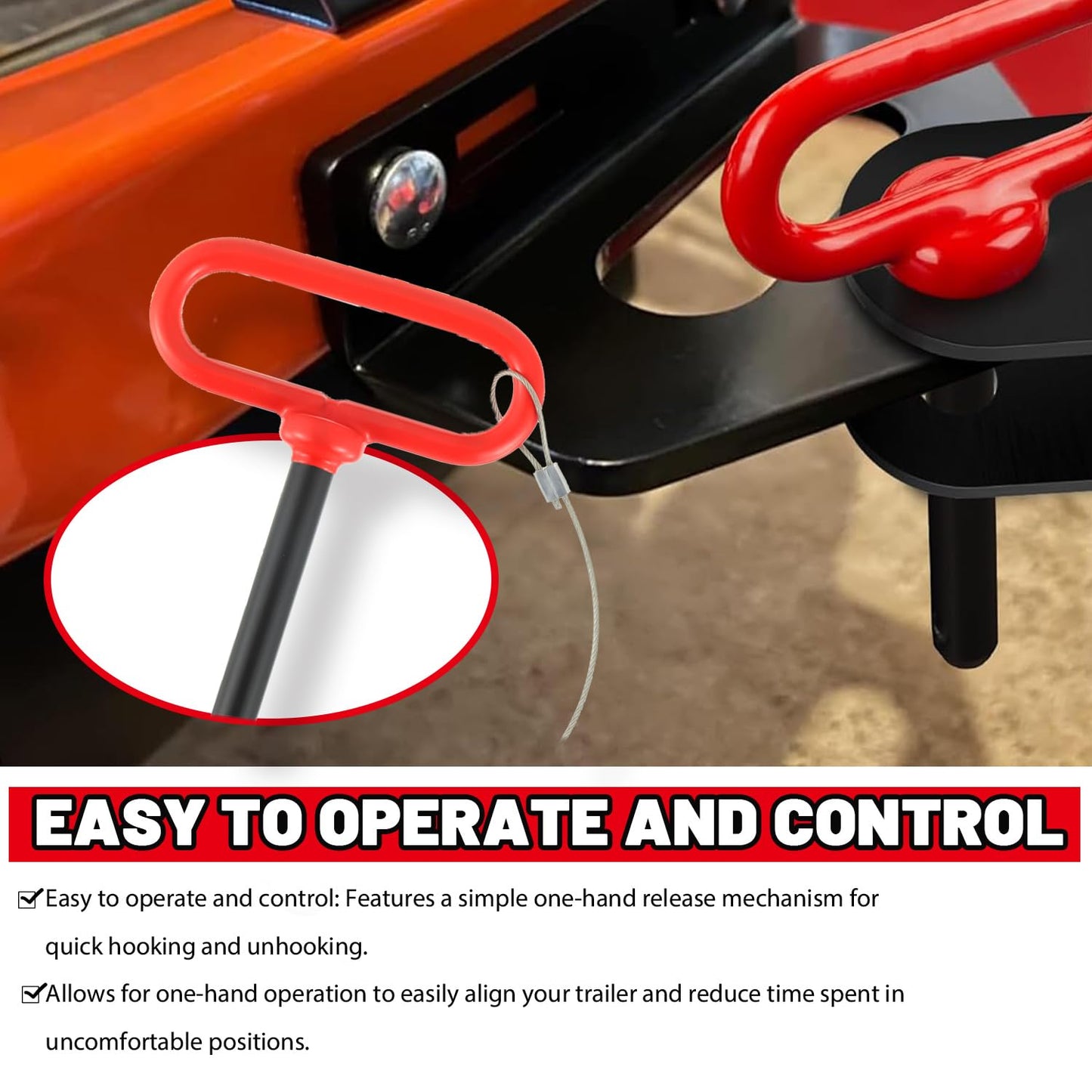 HUAREW 1/2 x 4 Inch Trailer Hitch Pin, Trailer Gate Pin for Towing Tractor, Lawn Mower, Car, Rubber Handle, with Safety Clip Anti-Loss Rope (Pack of 2