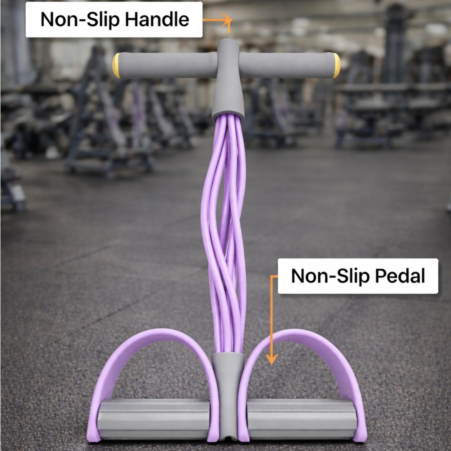 New 6-Tube Foot Pedal Puller Resistance Bands with Handle, Multifunction Tension Rope, Elastic Yoga Pedal Puller for Home Fitness and Body Stretching (Light Purple & Gray)