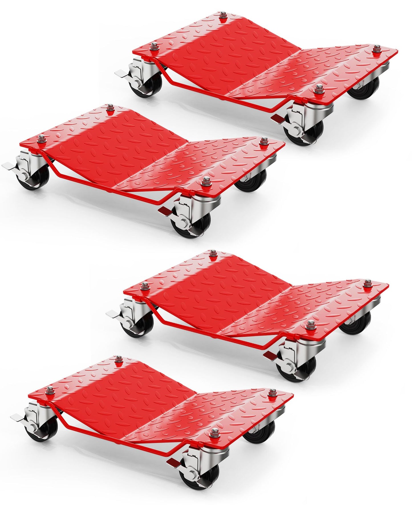 Wheel Dolly Set of 4, Car Moving Dolly 6000LBS Heavy-Duty Cart for Moving Cars, Trucks, Trailers, Motorcycles, and Boats, Red