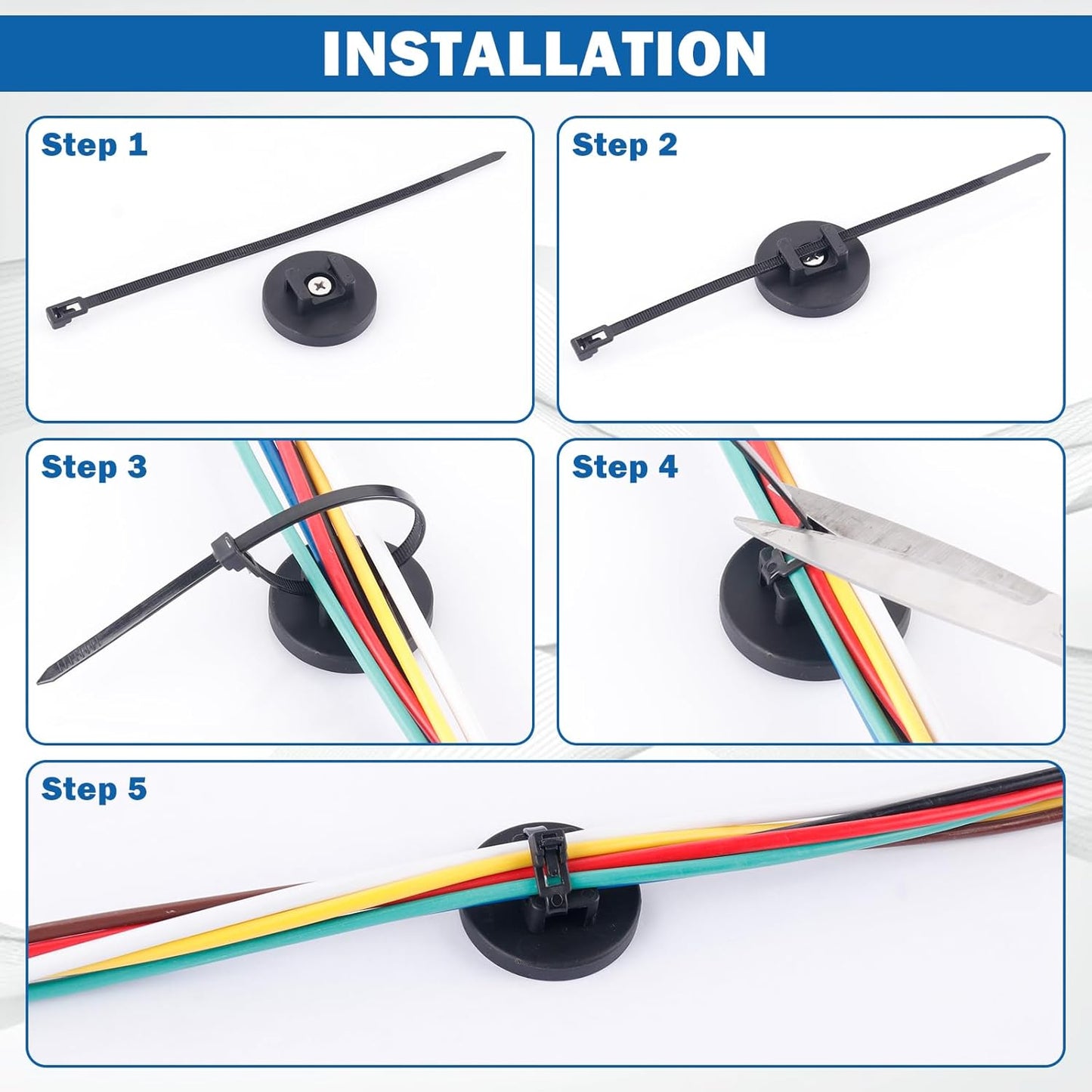 15 50 20 Organization(43mm 85 Magnetic Cable Zip Tie Mounts, Pcs Heavy Duty Magnet Wire Holder Automotive Multipurpose