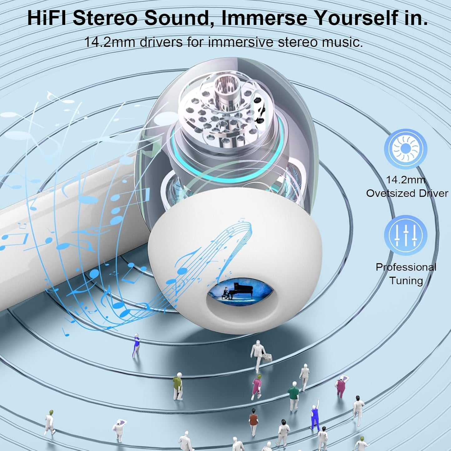 5.4 4 48H IP7 Wireless Earbuds, Bluetooth Headphones HiFi Stereo, Bluetooth Earbuds with ENC Mics, Playtime Ear buds