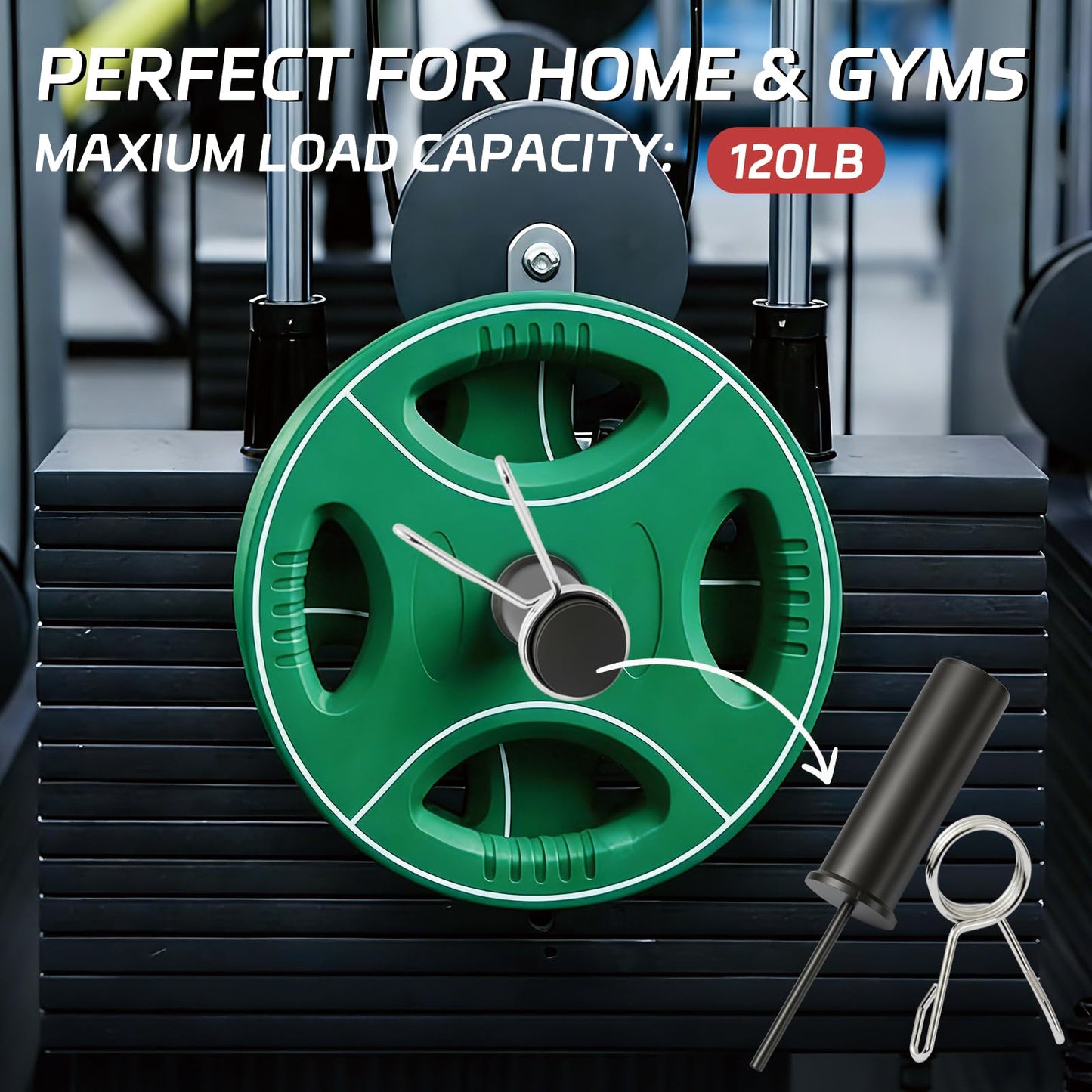 CAELUM Weight Stack Pin Extender with Spring Clip, Gym Weight Stack Pin for Cable Machine, LAT Pulldown, Functional Trainer & Home Gym, Add Resistance with 2 Inch Plates, 120LB Capacity