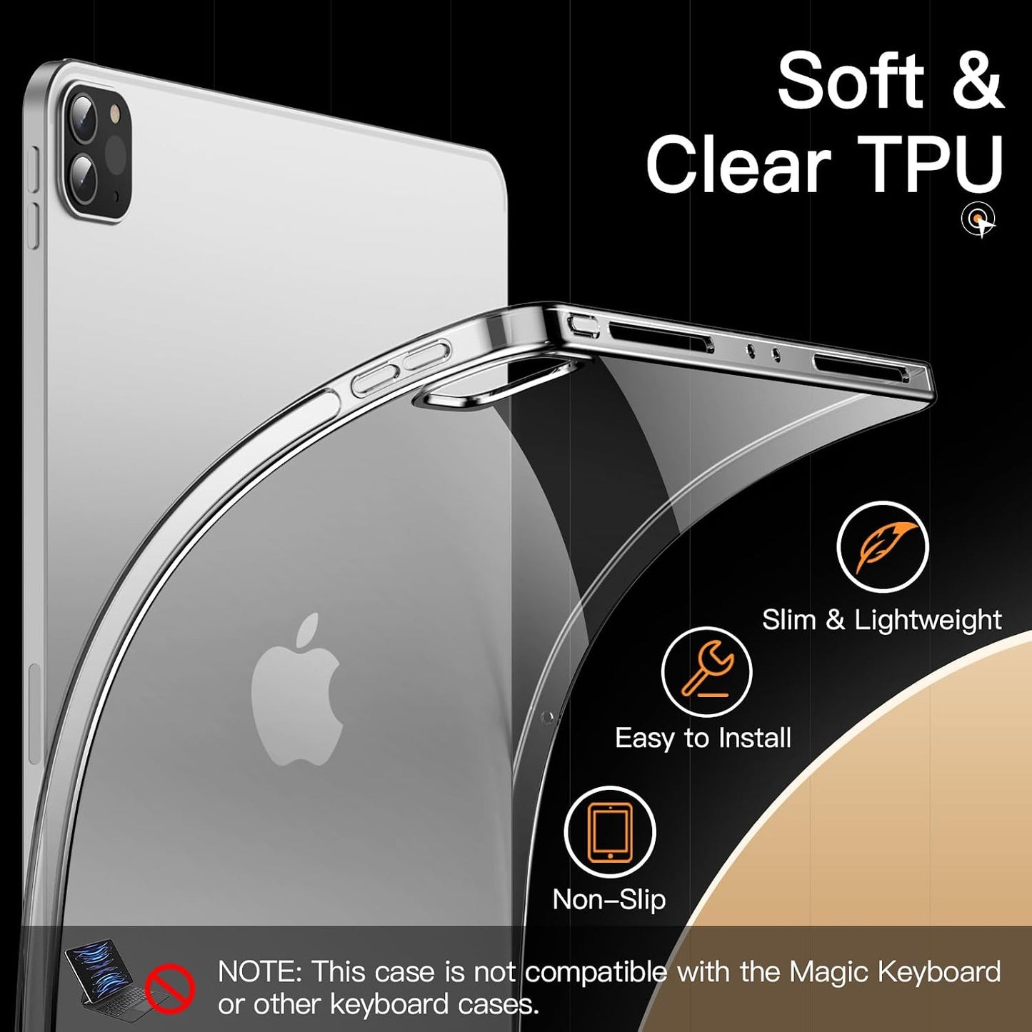 JETech 11-Inch 2022/2021/2020 (4th/3rd/2nd 2nd Case for iPad Pro Model Generation), Soft TPU Transparent Slim