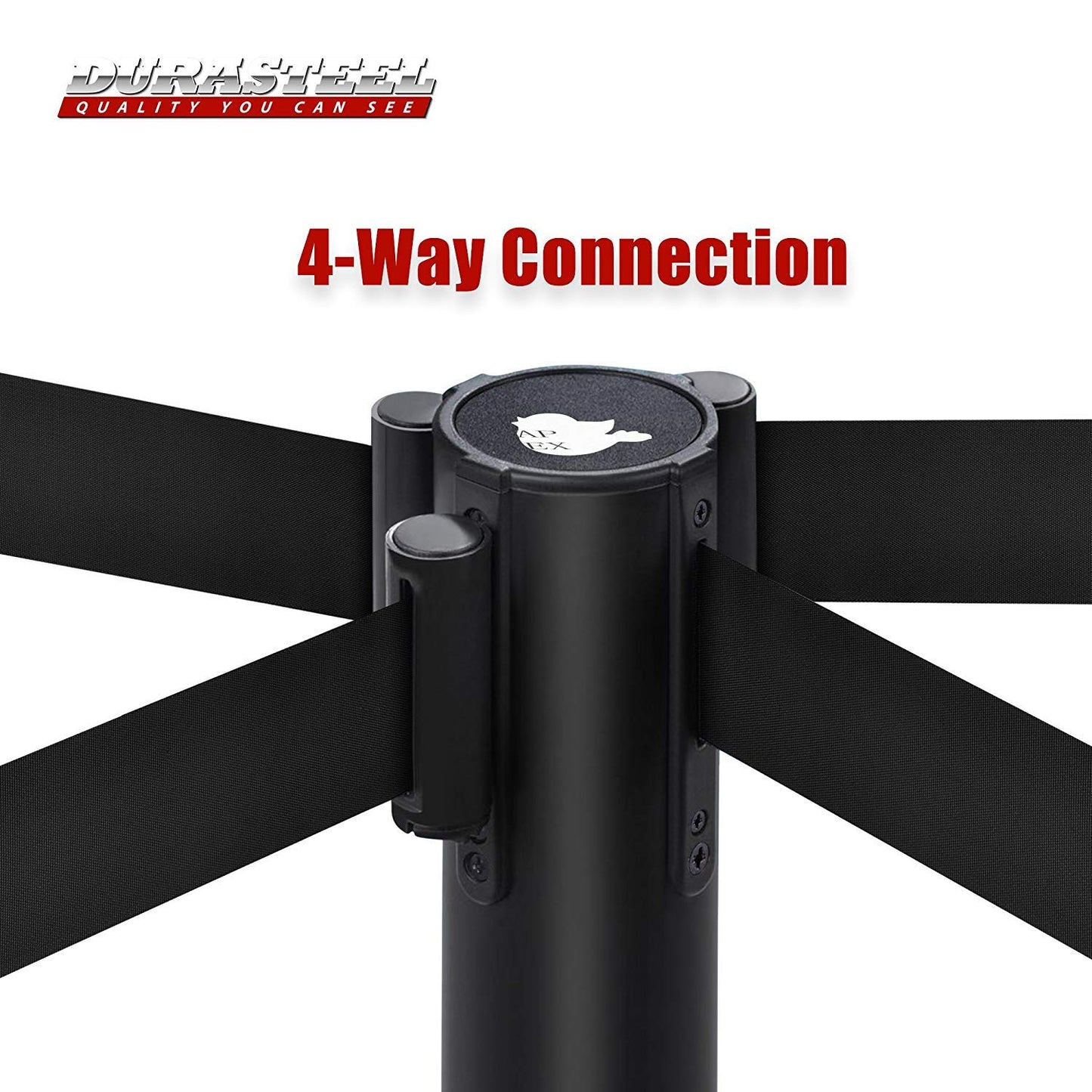 DuraSteel Retractable Belt Stanchion Posts 6-Pack - 6.5ft Crowd Control Barriers - Metal Line Dividers for Restaurants, Banks, Airports, Events - Indoor/Outdoor Queue Rope Barriers