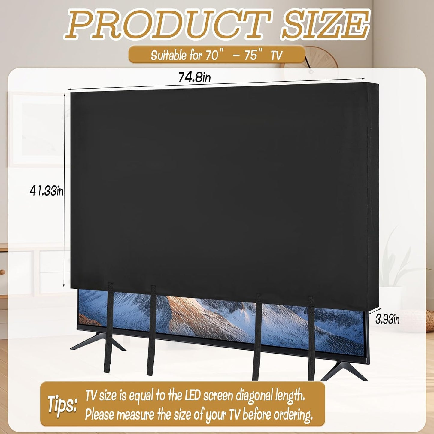 CebraBounze 70 75, TV Cover Moving Box to Dust and Scratch Resistant Felt TV Screen Cover with Bottom Straps for LED