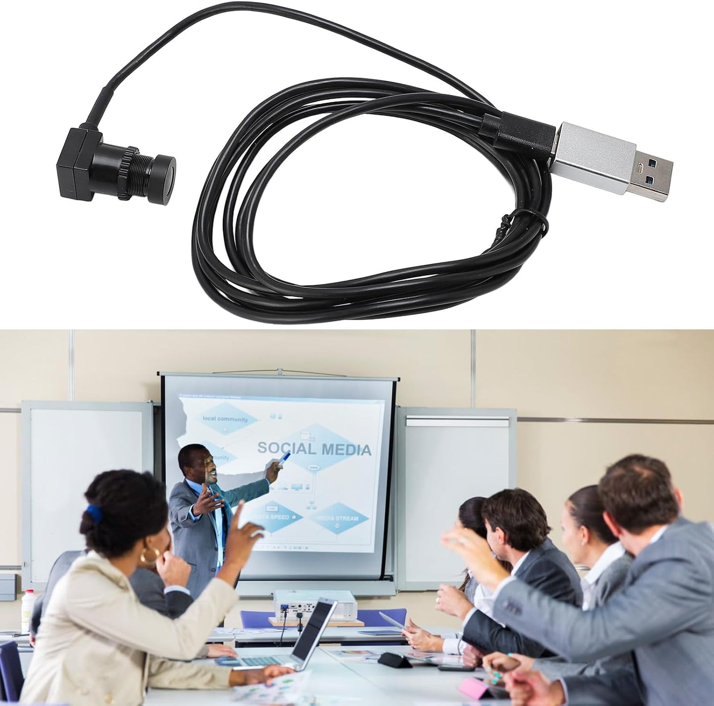 LAISANIM 1080P 1.5m Laptop Webcam USB C, External Video Camera for Laptops, Type C Computer Camera, Cables, Plug