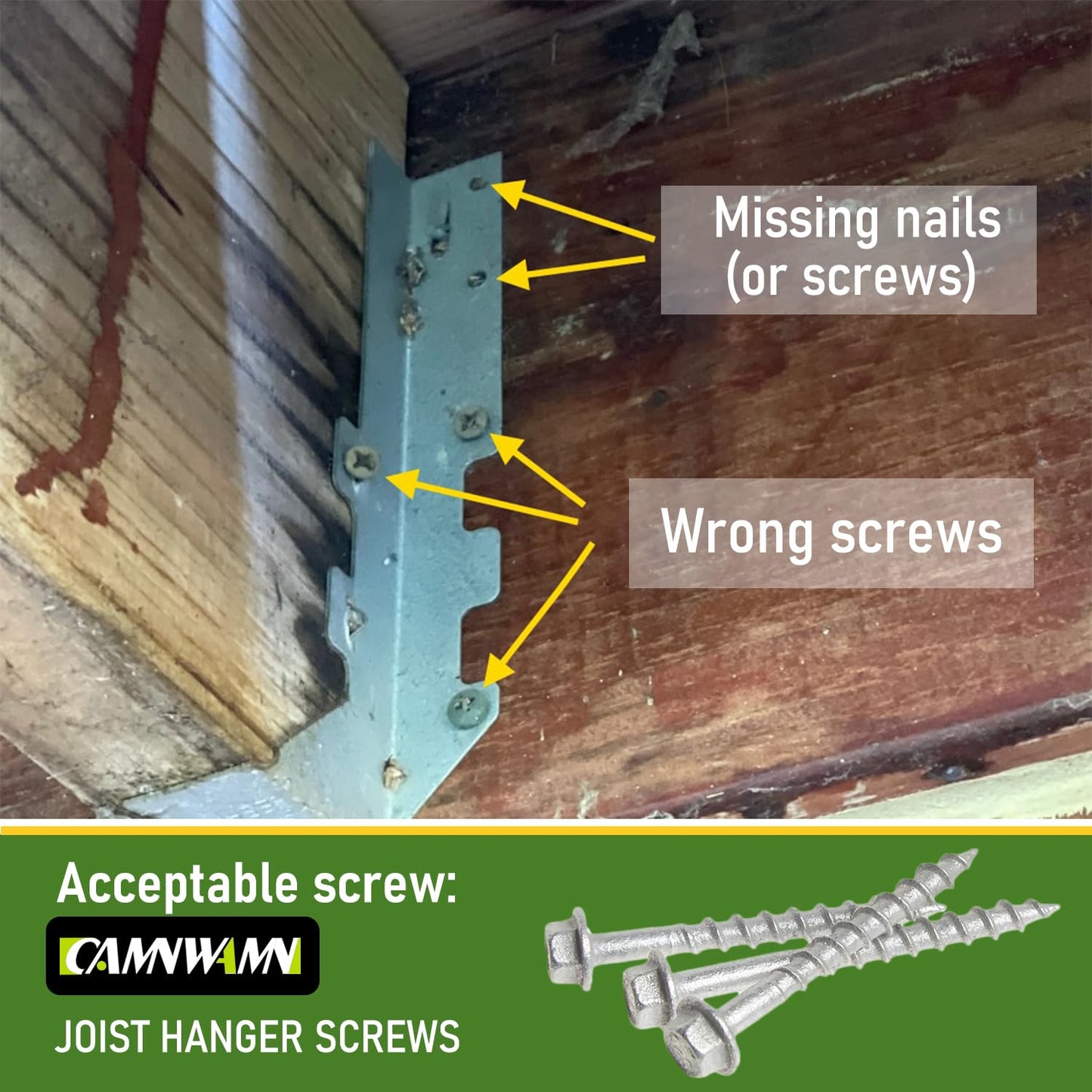 1000 pcs Connector Screws #9 x 1-1/2", Replace 9112R500 and 10D Nail, 1/4" Hex Drive Heavy-Duty Joist Hanger Screws for Decking,Framing Connections,1500 Hours Salt Spray Test, Mechanical Galvanized