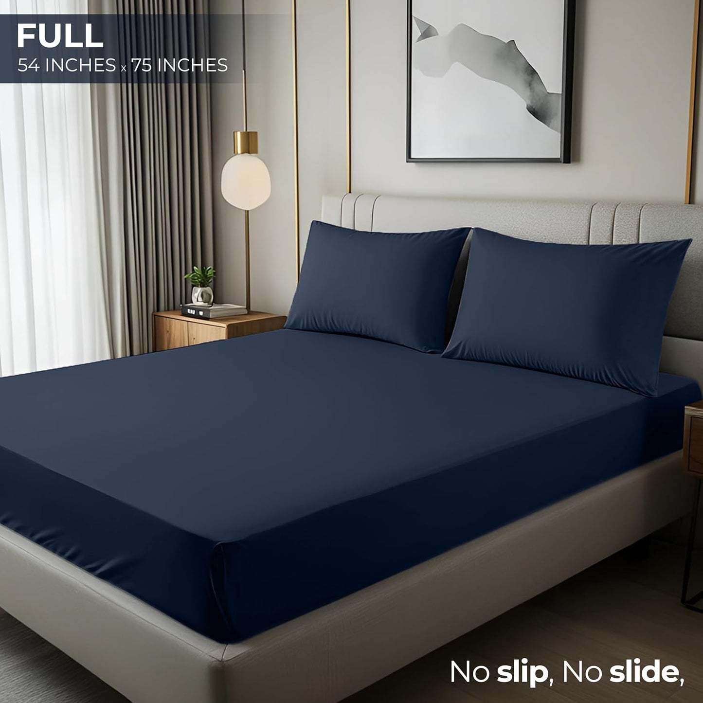 Utopia Bedding Full Fitted Sheet - Deep Pocket Soft Microfiber - Navy - Shrinkage & Fade Resistant