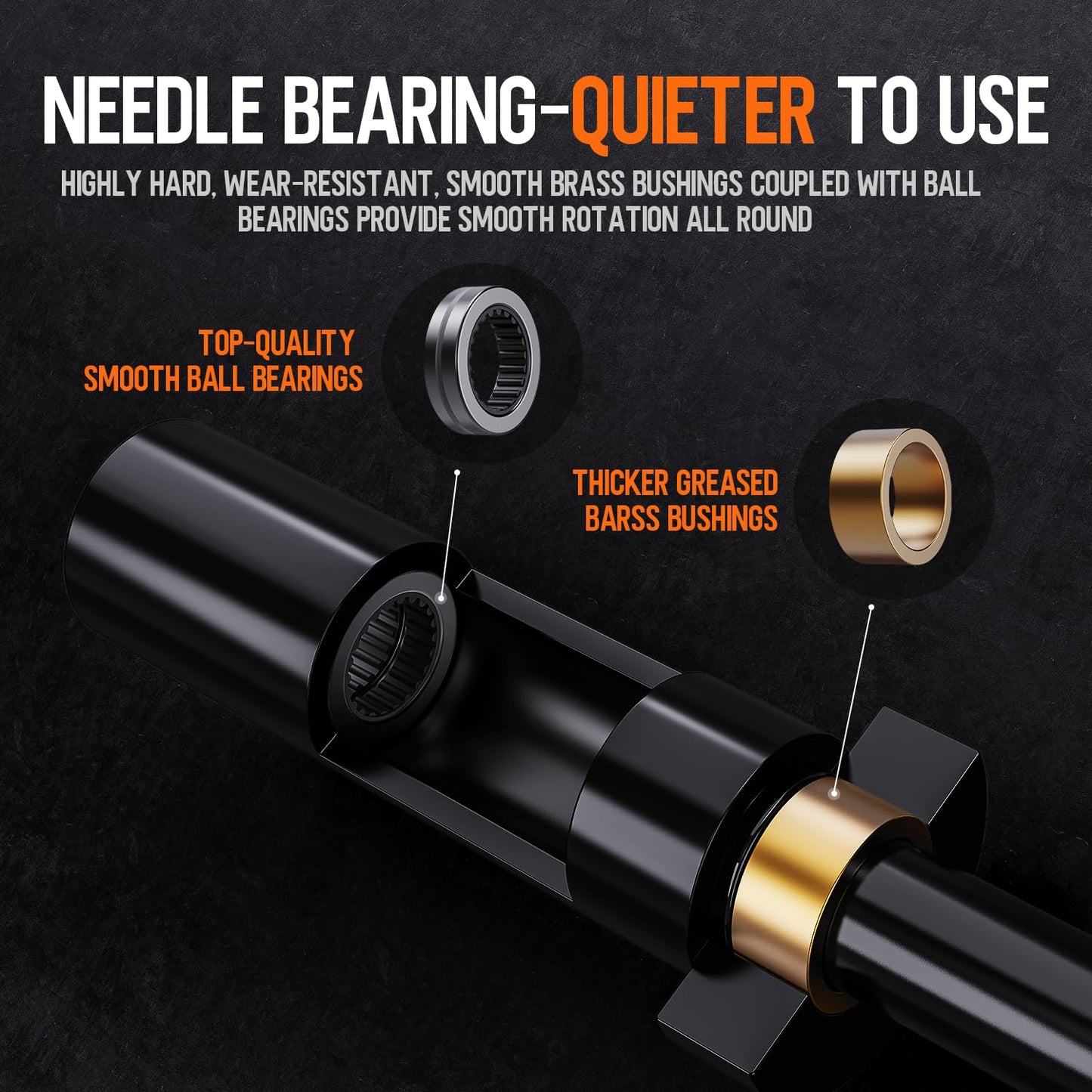 Olympic EZ Curl Barbell Bar, 500lbs Max Capacity EZ Curl Bar for Weight Lifting, Biceps, Triceps Exercise, with Copper Sleeve and Bearing, for 2 Inch Weight Plates,with 2 Spring Collars