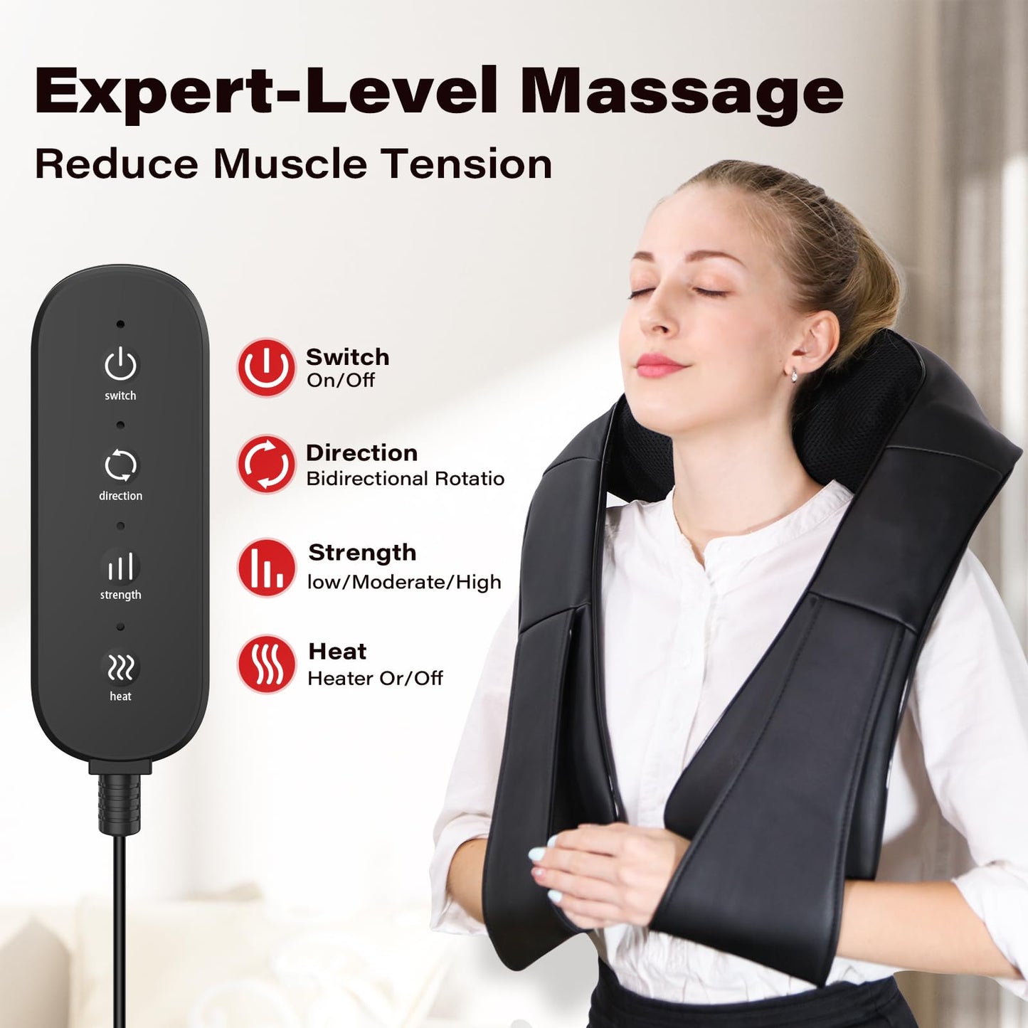 iKristin Neck Massager with Heat, Shiatsu Massager for Neck, Back, Shoulder, Foot and Leg, Deep Tissue 3D Kneading Massage for Relax Muscles at Home and Offie,Back Massagers for Women and Men