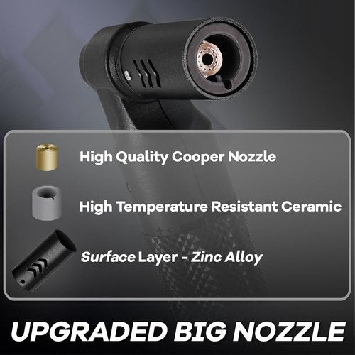 Luxgaze Butane Torch - Refillable Mini Blow Torch with Big Jet Flame for Culinary & BBQ | Black