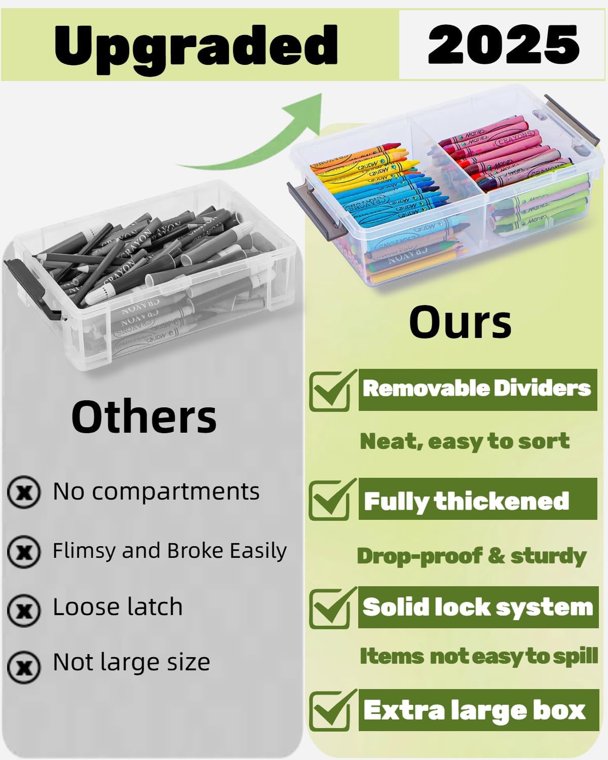 Skiennix Extra Large Pencil Box - Removable Divider & Stackable Design | 12 Pack Clear Organizer (Grey)