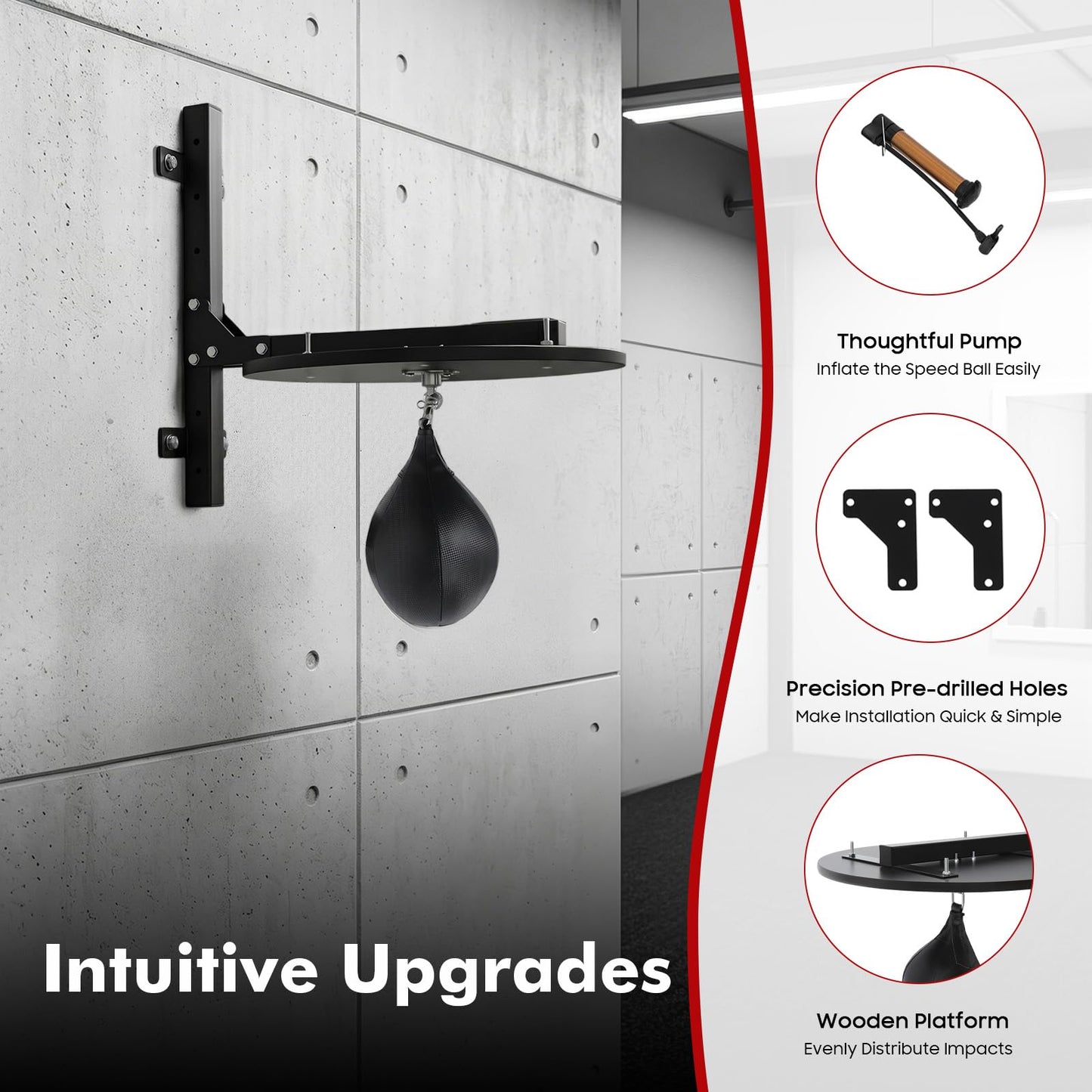 Speed Bag Platform Kit for Indoor Boxing, Heavy Duty Speed Bag for Boxing Training Equipment with Punching Ball, Adjustable Height Wall Mounted Speedbag Platform for Home Gym