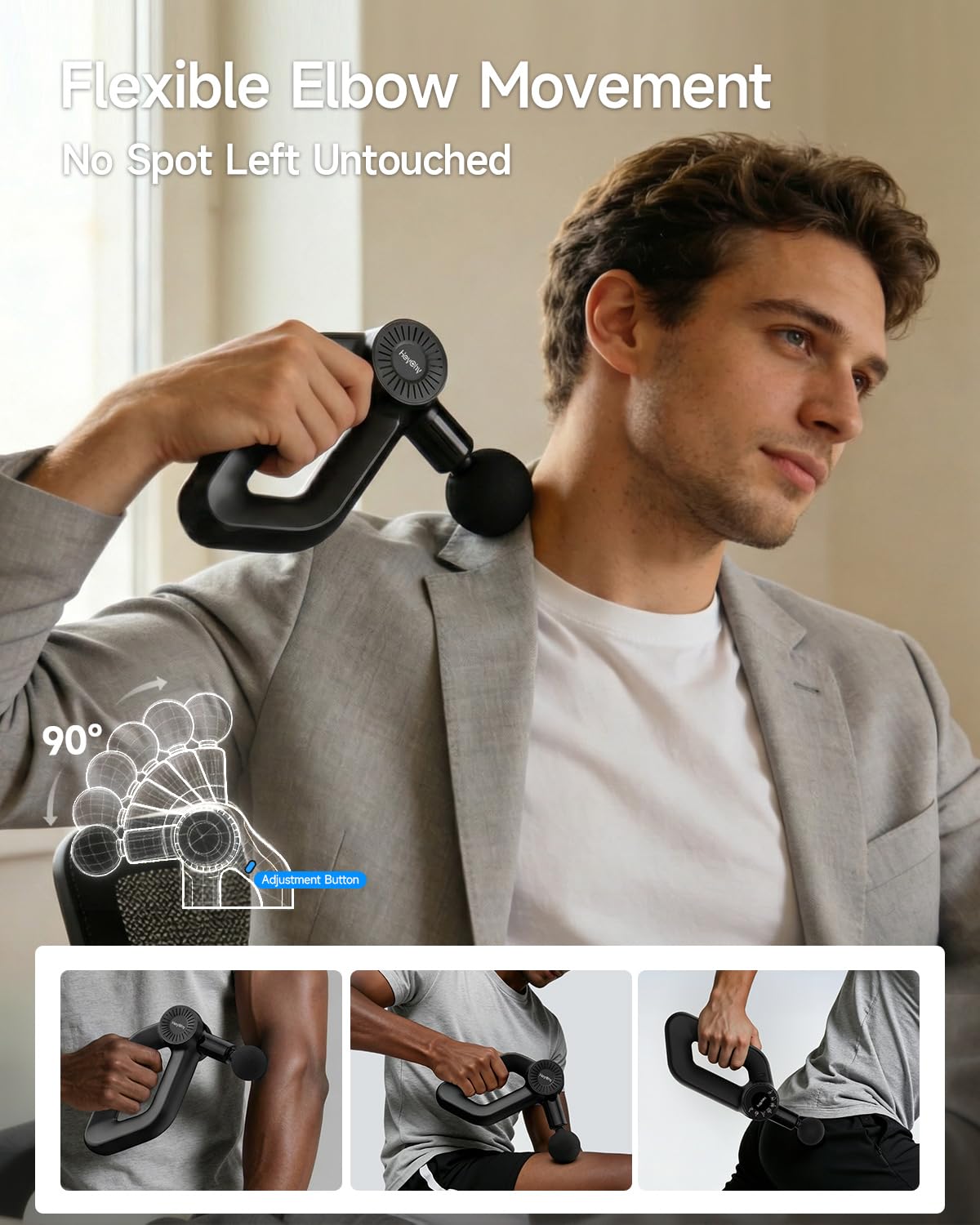 HEYCHY Percussion Massage Gun Deep Tissue with Adjustable Amplitude for Muscle Relief, Professional Handheld Massager for Neck, Back, Shoulder, Leg, Ideal for Men, Athletes, Black