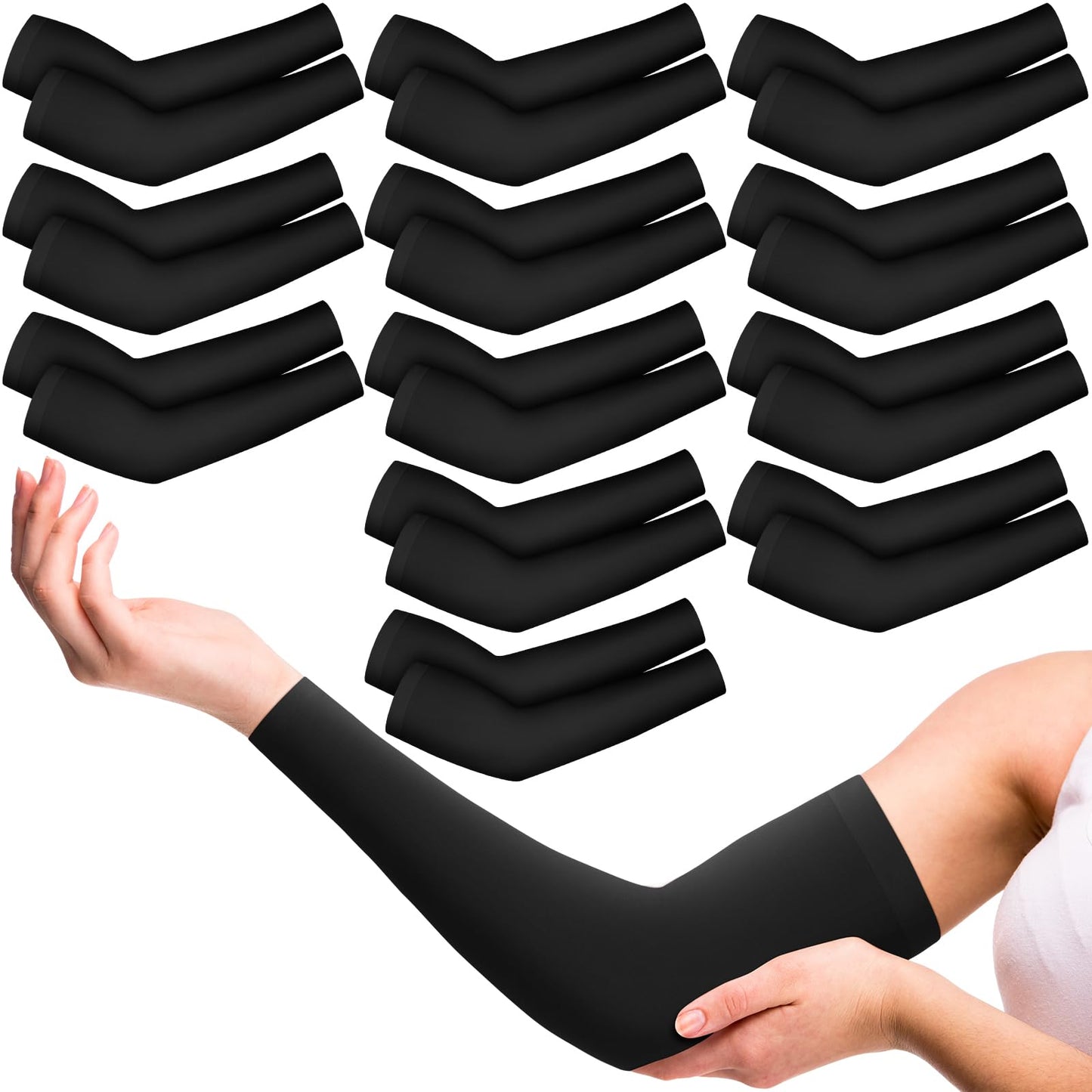 Panitay 12 Pairs Black Eczema Sleeve for Adult Eczema Psoriasis Arm Leg Sleeve for Women Men UV Protection for Itch Relief Sports