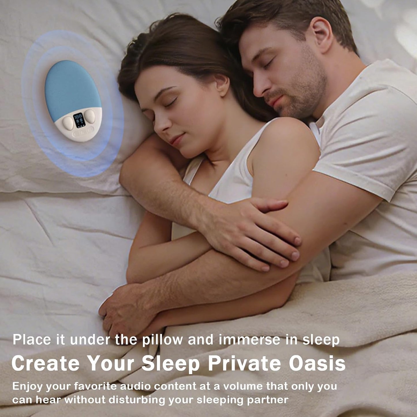 Generic Bluetooth Pillow Speaker with Wireless Earbuds for Sleeping, Mini Portable Under Pillow Speaker with White