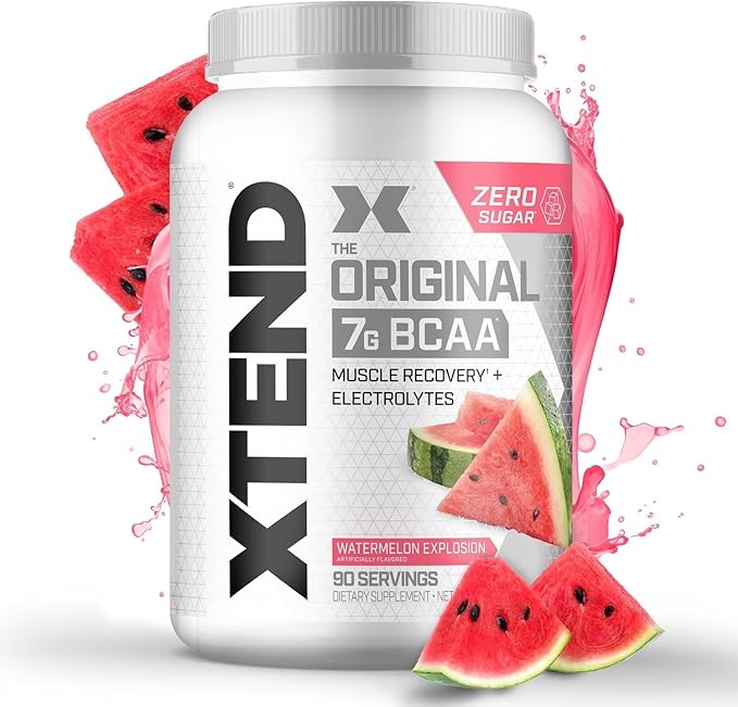 Xtend Original BCAA Powder, 7g BCAAs and 2.5g L-Glutamine for Muscle Recovery Hydration and Lean Muscle, Sugar Free Intra and Post Workout Drink with Electrolytes, Watermelon Explosion, 30 Servings