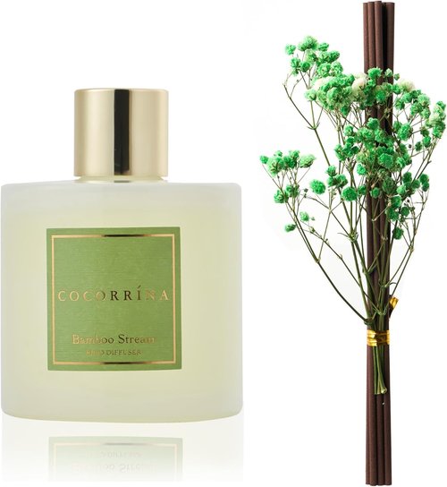 Cocorrína Reed Diffuser - Bamboo Stream Scented Home Fragrance with 8 Sticks | Elegant Bathroom Decor