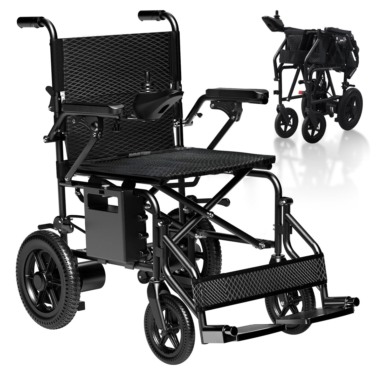 [2026 Upgrade] Hassky Electric Wheelchair for Adults Foldable, 15 Miles Range Motorized Wheelchair, All Terrain Power Wheelchairs for Seniors Supports Up to 350 lbs Black