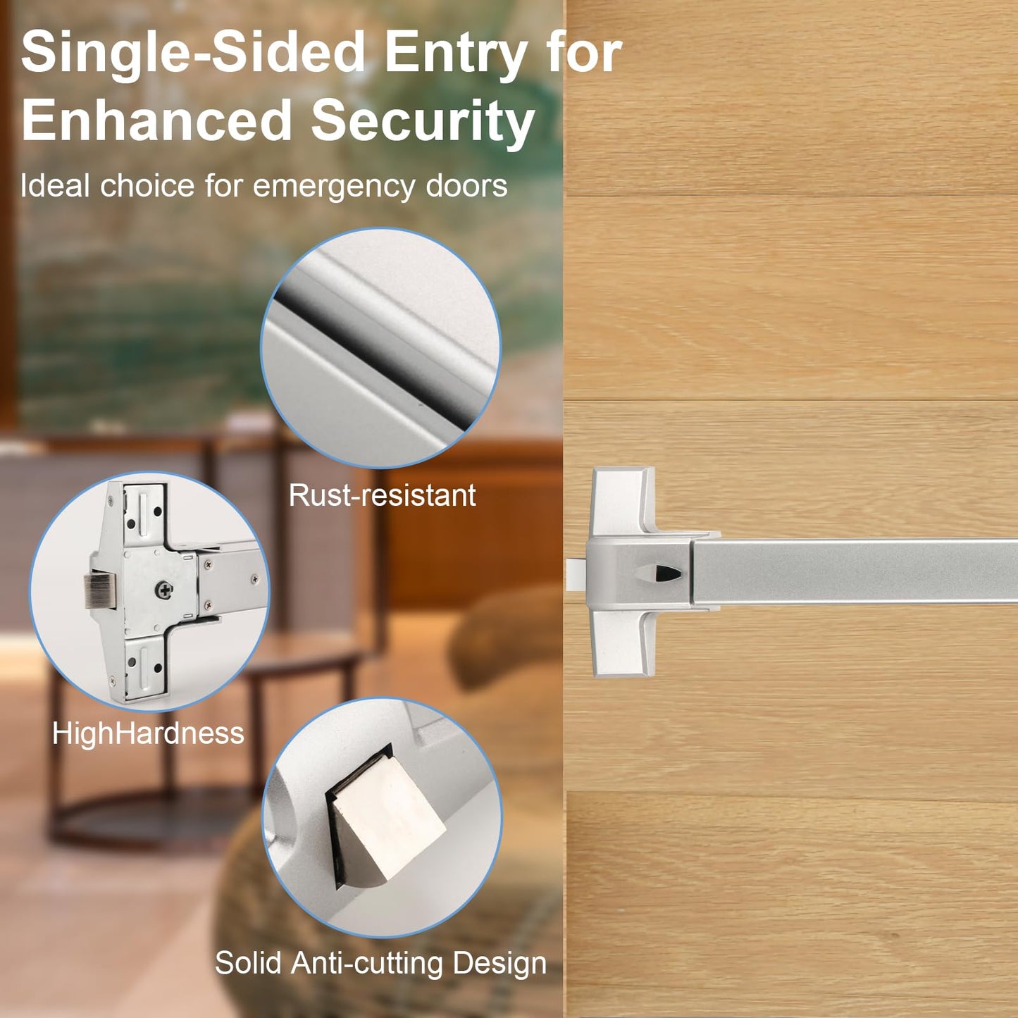 25.5" Commercial Panic Exit Device - Stainless Steel Push Bar Door Lock for Single/Double Doors, Anti-Corrosion Emergency Exit Hardware (Surface Mount)
