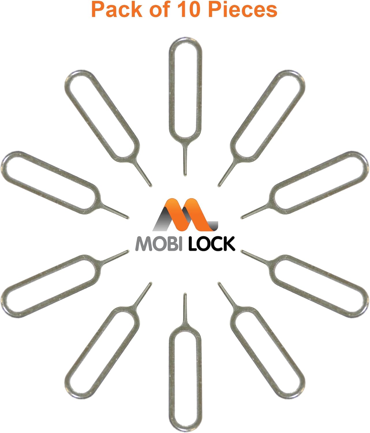 10pcs Mobi Lock Sim Card Tray Removal Tool Compatible with All Smartphones and Tablets - iPhones, Android - Samsung