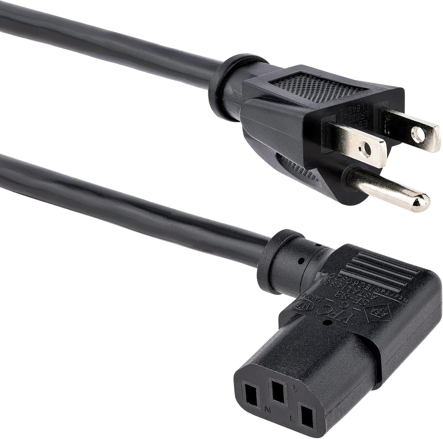 StarTech.com 3ft (1m) 5-15P C13, 10A 125V, 18AWG, (PXT101L3) Computer Power Cord, NEMA To Right Angle Replacement AC