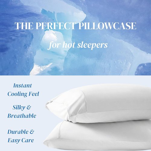 Beckham Hotel Collection Cooling Pillowcases - Silky Soft & Breathable | Standard/Queen Size Set of 2, White