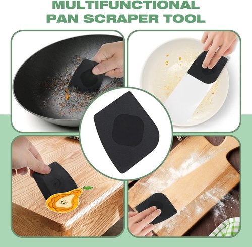 Cast Iron Scrubber - 316 Chainmail Dish Brush for Effective Skillet Cleaning | Dishwasher Safe, Black