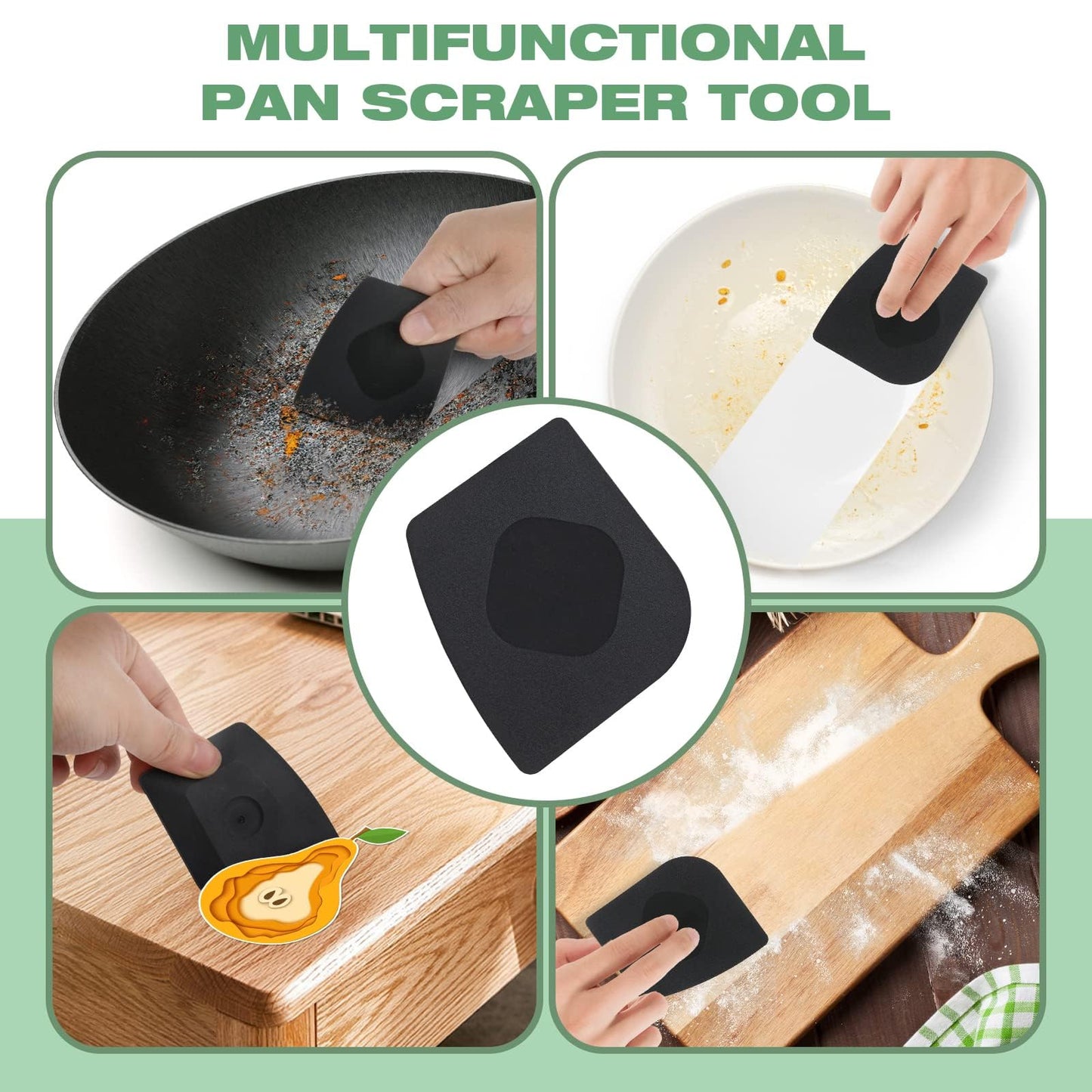 Purgreat Cast Iron Scrubber | Dish Scrub Brush | 316 Cleaner Chainmail Scrubber for Cast Iron Pan Skillet Cleaner - Dish Scouring Pad Dishwasher Safe Cleaning Kit, Black 02