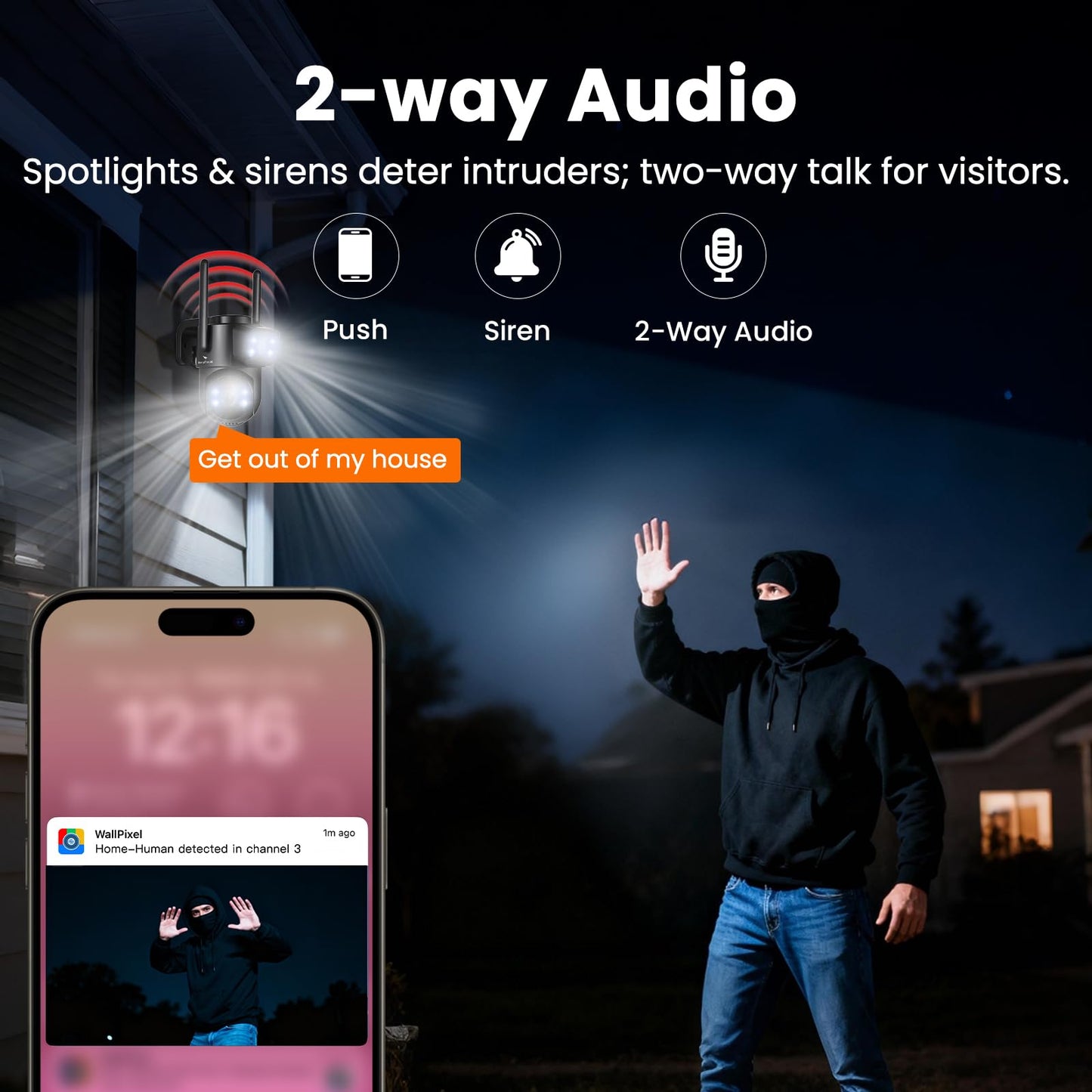 VeryFocal Dual Lens Wireless Security System, 4PCS 2-in-1 Cameras, 4K 10CH NVR, 500GB HDD, 24/7 Recording, WiFi 6 Mesh Long Range, No Subscription, AI Tracking, IP66 Waterproof for Home Office Outdoor