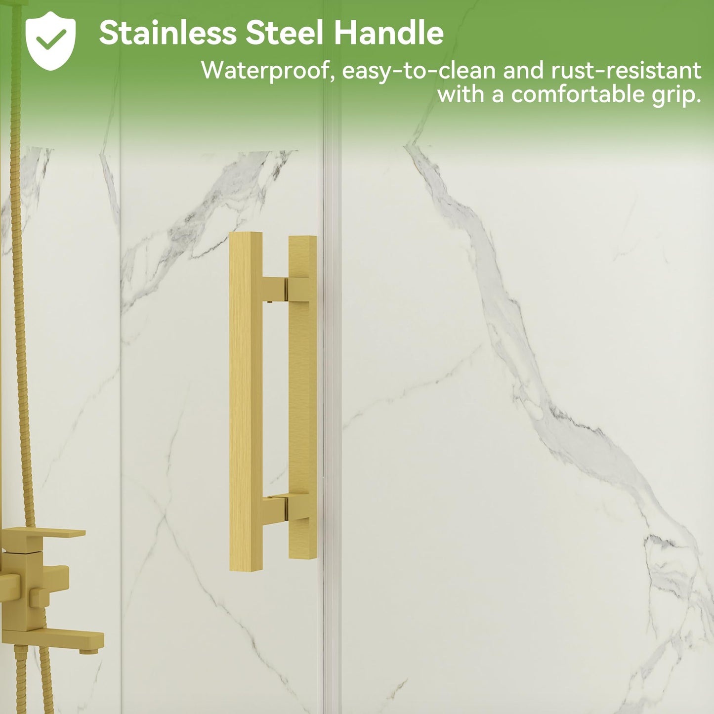 Bathlink 43-44" W x 76" H Frameless Pivot Shower Door, Pivot Swing Shower Door with Clear Tempered Glass 5/16"(8mm), Reversible, Brushed Gold Finish, Magnetic Closing
