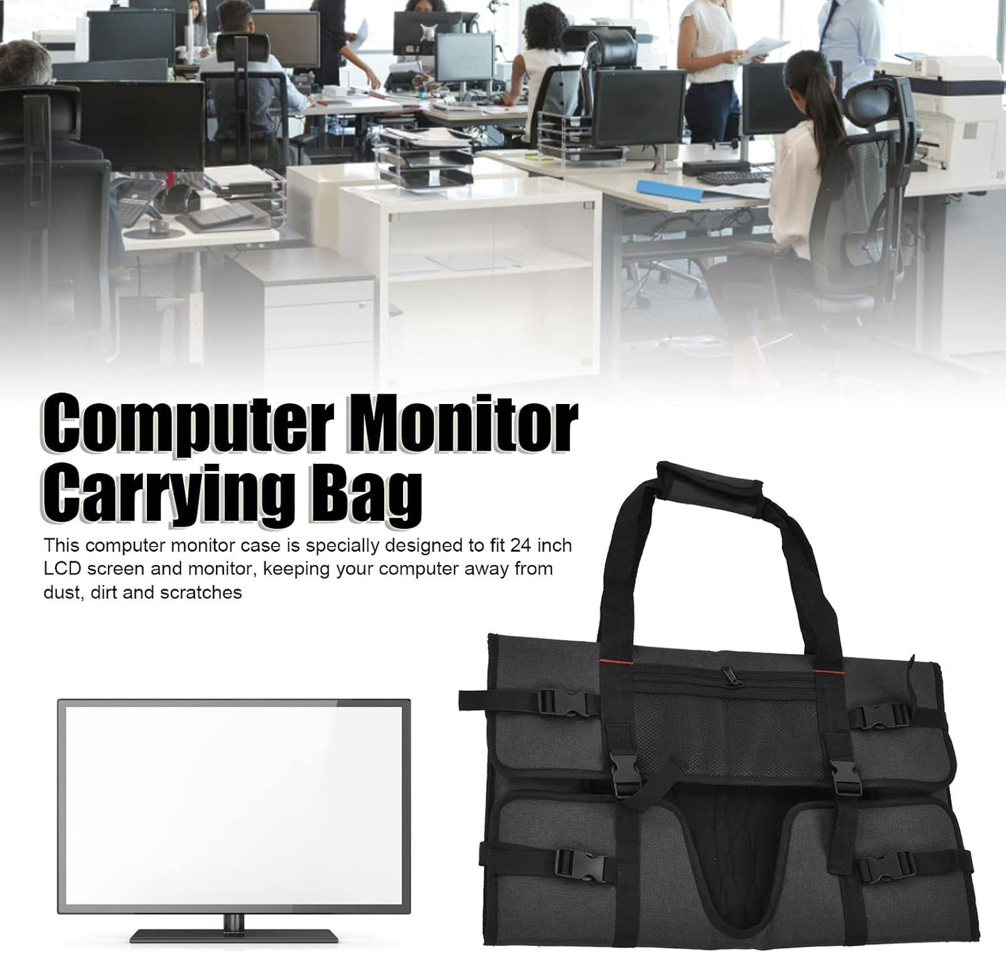 24 Inch 24" Qiilu Monitor Travel Case, Computer Monitor Bag Portable Protective Carrying Case for LCD Screens