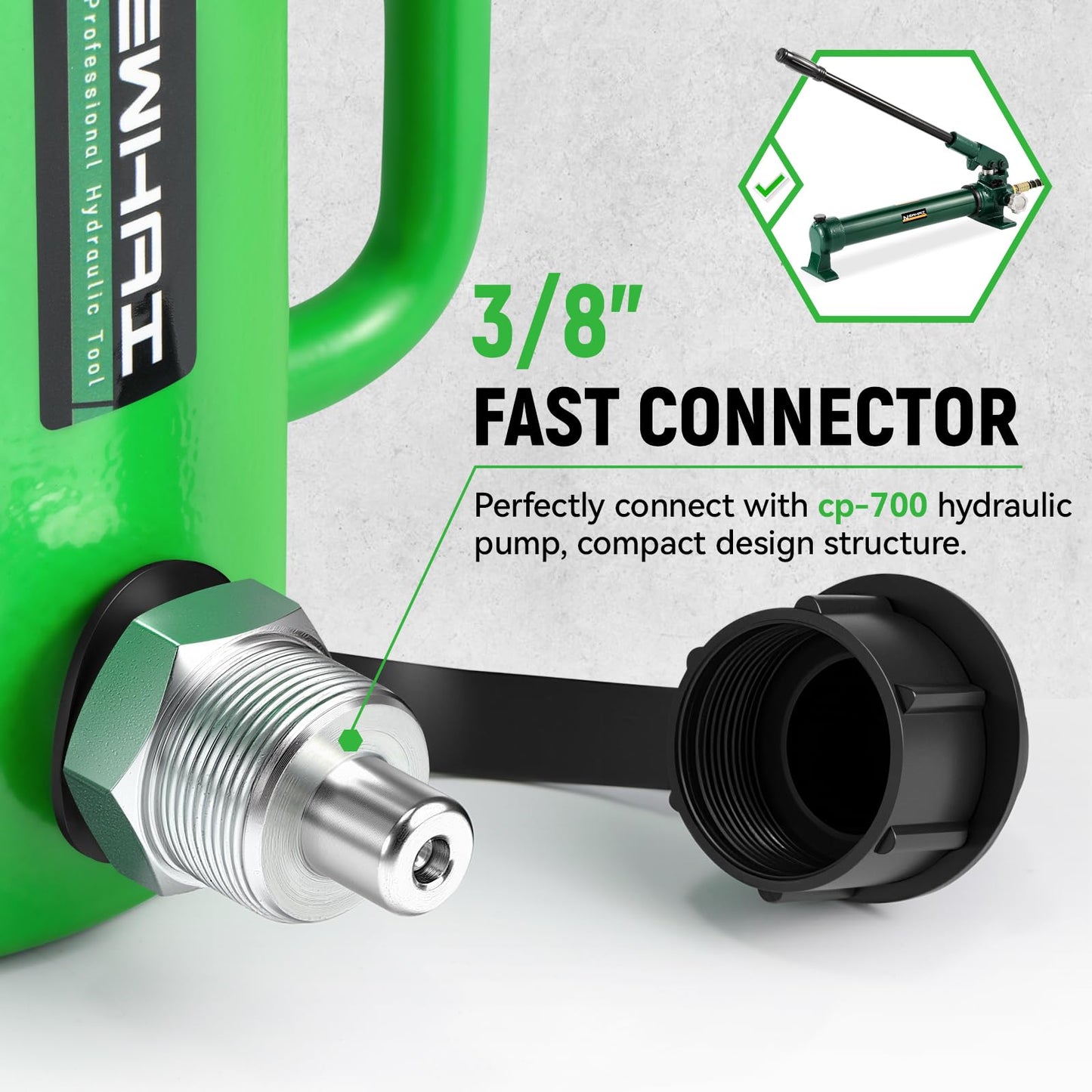 Newhai Hydraulic Hollow Jack 20 ton Hollow Hydraulic Ram with 2 inch Stroke Automatic Retraction Hydraulic Cylinder for Lifting Tensioning Construction Industrial Applications (20 ton; 2 inch Stroke)