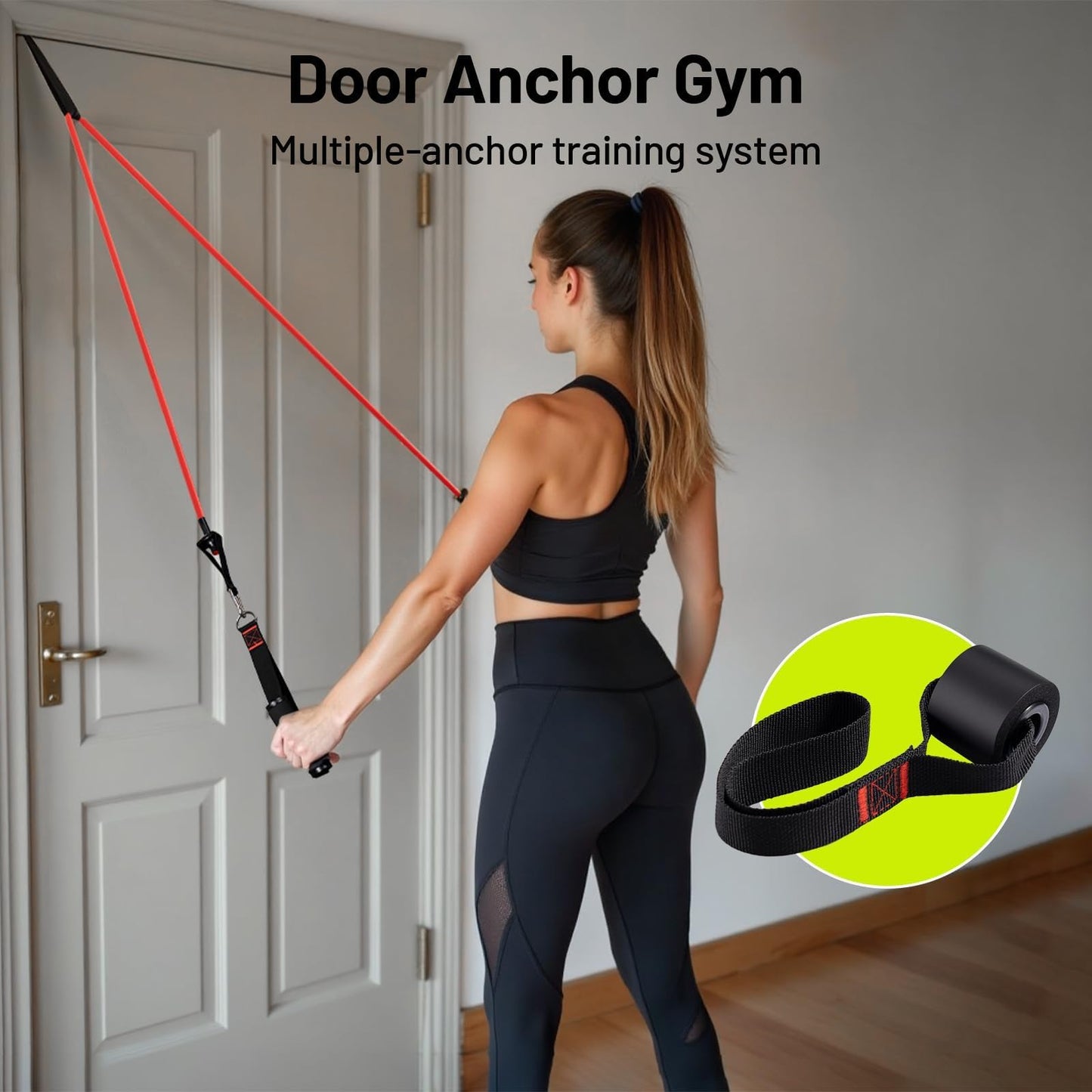 Slim Panda 2-in-1 Resistance Band Kit with Comfort-Grip Handles, Heavy Duty Exercise Band for Physical Therapy, Strength Training, Home Workouts - Includes Door Anchor & Starter Guide