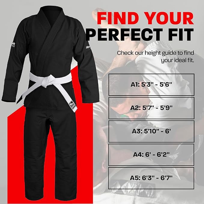 Hawk Sports Brazilian Jiu Jitsu Gi for Men and Women with Jacket, Pants, and White Belt for Martial Arts Training