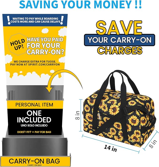 Small Gym Bag 14 inch lightweight Carry On Mini Duffel Bag for Travel Sport - Sunflower