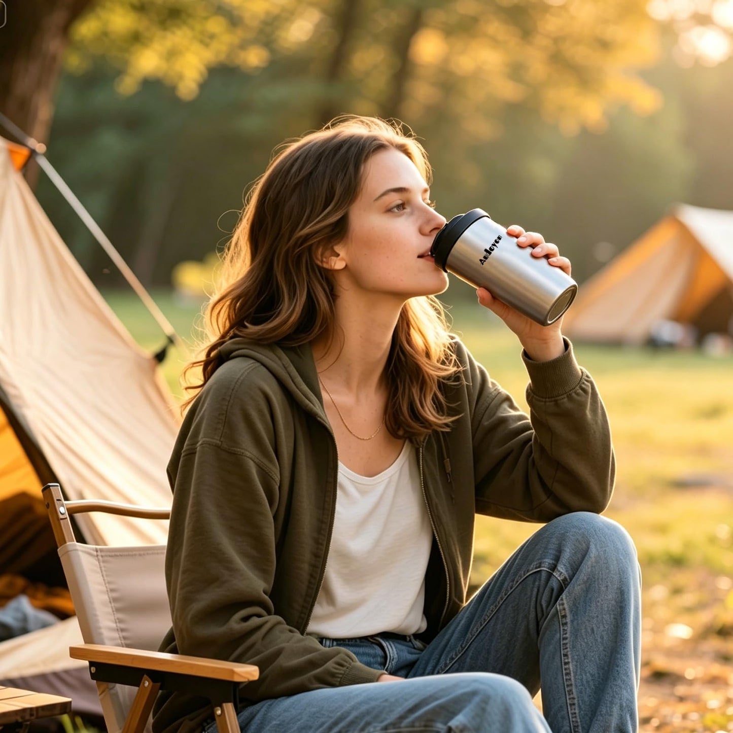 Audoyon Portable Rapid Coffee Maker – 2-6 Min Quick Brew Electric Coffee & Tea Infuser Makes Smooth, Low-Acid Coffee, 16oz Stainless Steel Travel Cup for Camping, Office, Hiking, Beach, Hotel, RV