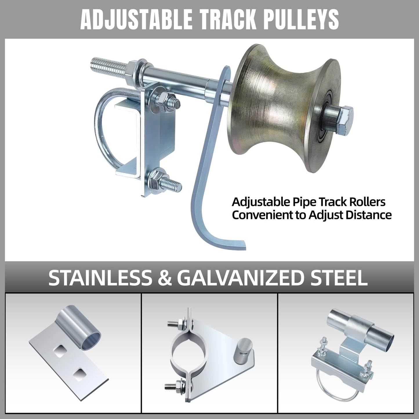 Jeogejin Rolling Gate Hardware Kit for Chain Link Gate Sliding Gate Hardware, Suitable for Sliding Gate Construction in Various Scenarios（Farm, Ranch, Yard）