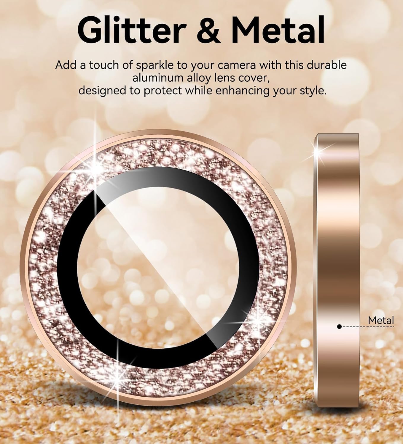 16 16 Matekxy for iPhone Pro/iPhone Pro Max Camera Lens Protector Glitter, Anti-Scratch Bling Ring Cover, Cute Girly