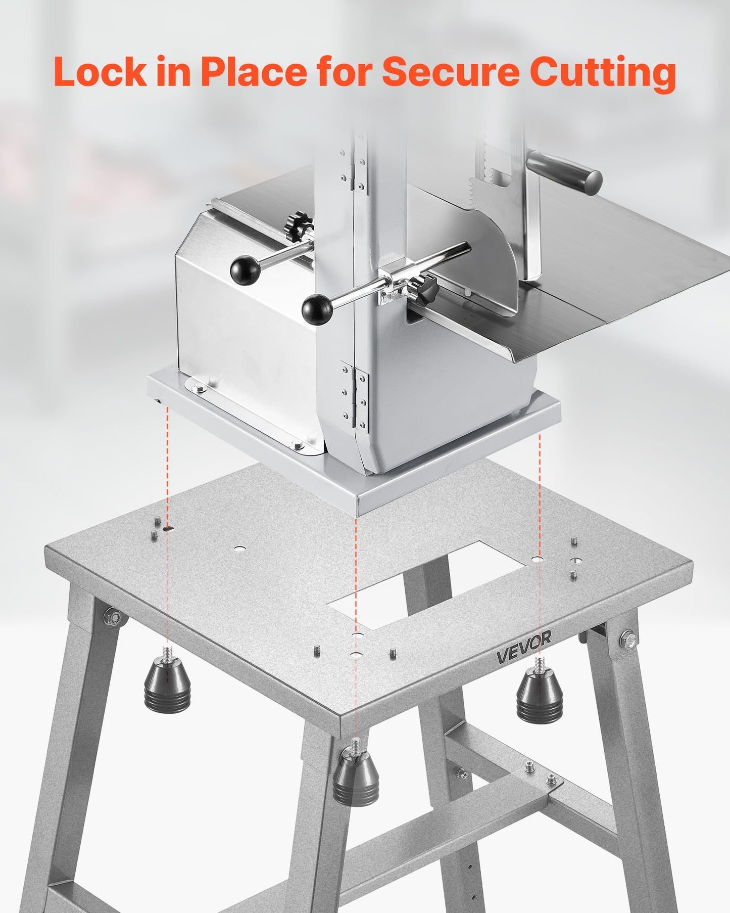 VEVOR Electric Meat Bandsaw Stand, Floor Stand with Adjustable Height, Stable H-Shaped Frame, Anti-Slip Foot Pads, for Our Bone Saw Machine, Compatible with Models BS-130/HC-130&BS-250/HC-250