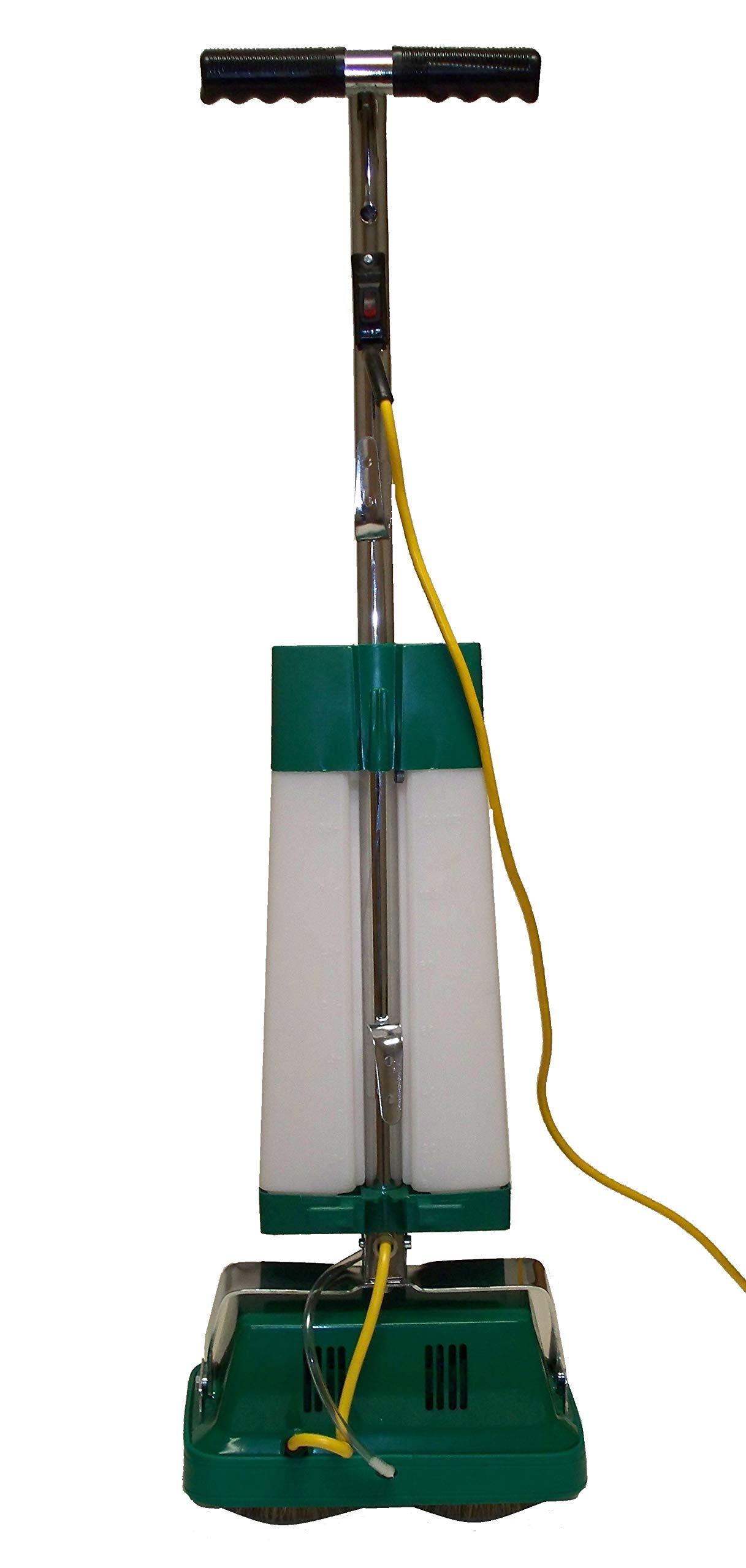 Bissell BigGreen BGFS5000 Portable Two Brush Floor Scrubber & Polisher, Polypropylene, 13"" W x 7"" D x 44"" H, White & Green