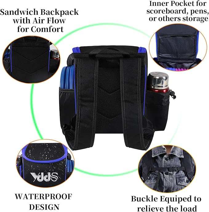 Disc Golf Set with Bag - 12 PCS Flying Disc Golf Discs for Beginner with Putter, Midrange, Driver | Portable Disc Golf Backpack Holds 28+ Discs Free Stand Bag Design for Convenient Use