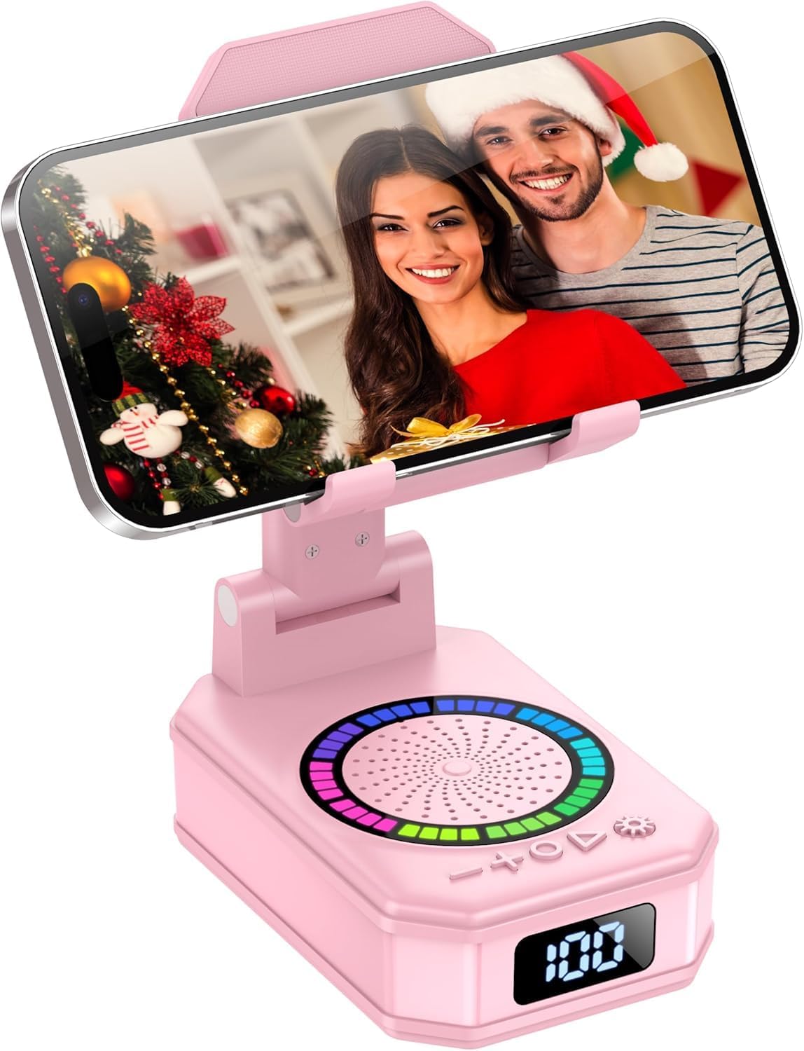 buwy 8 Cell Phone Stand with Wireless Bluetooth Speaker and RGB Ambient Light, Anti-Slip Base HD Surround Sound