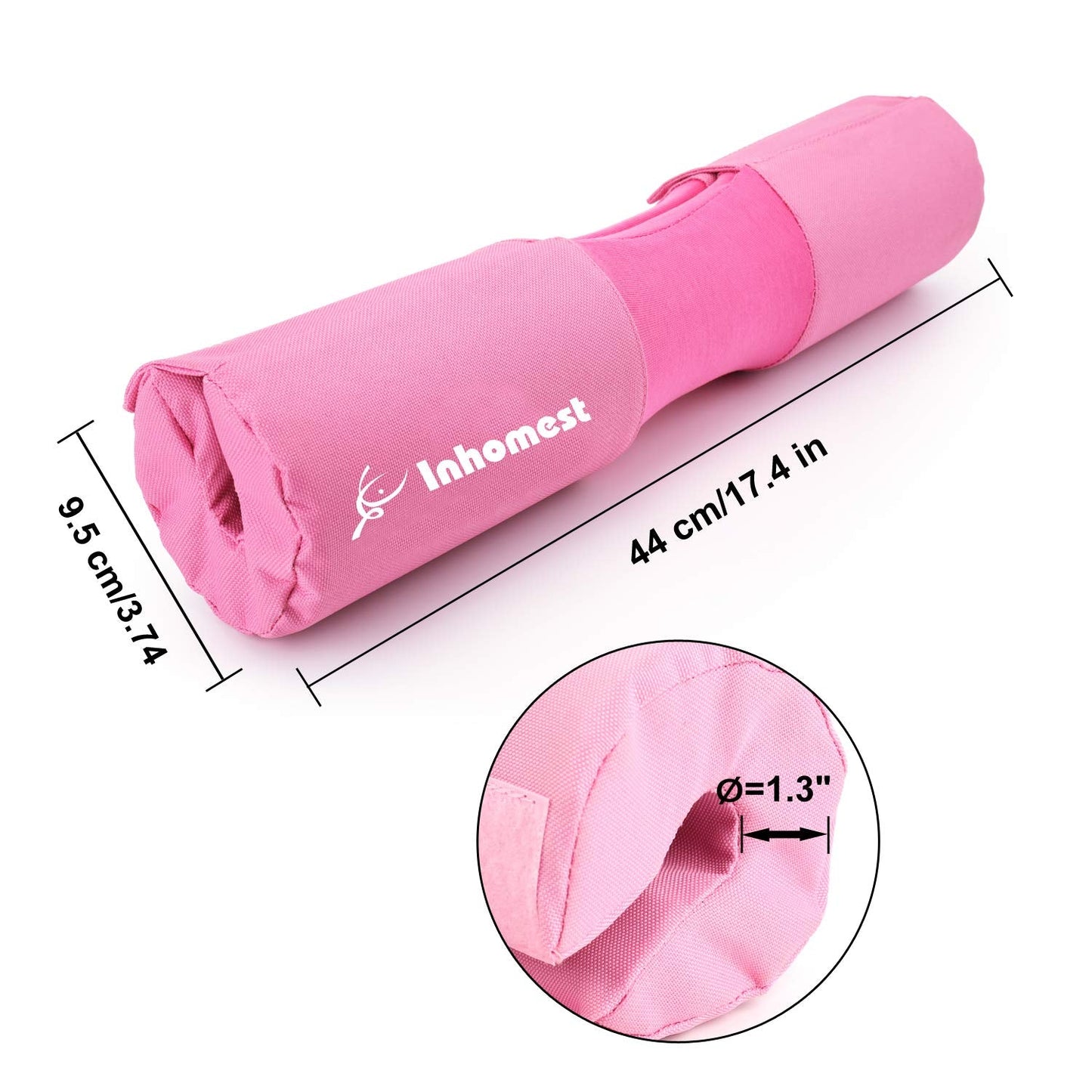 Inhomest Barbell Pad Squat Pad for Squats Hip Thrusts Lunges Glute - Neck & Shoulder Protective Pad with Nylon Padding Support, Fit for Smith Machine and Olympic Standard Weightlifting Cushion (Pink)