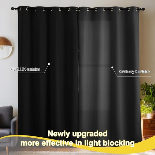 NICETOWN 100% Blackout Curtains - Thermal Insulated Grommet Drapes for Bedroom | 52" W x 84" L, 2 Panels