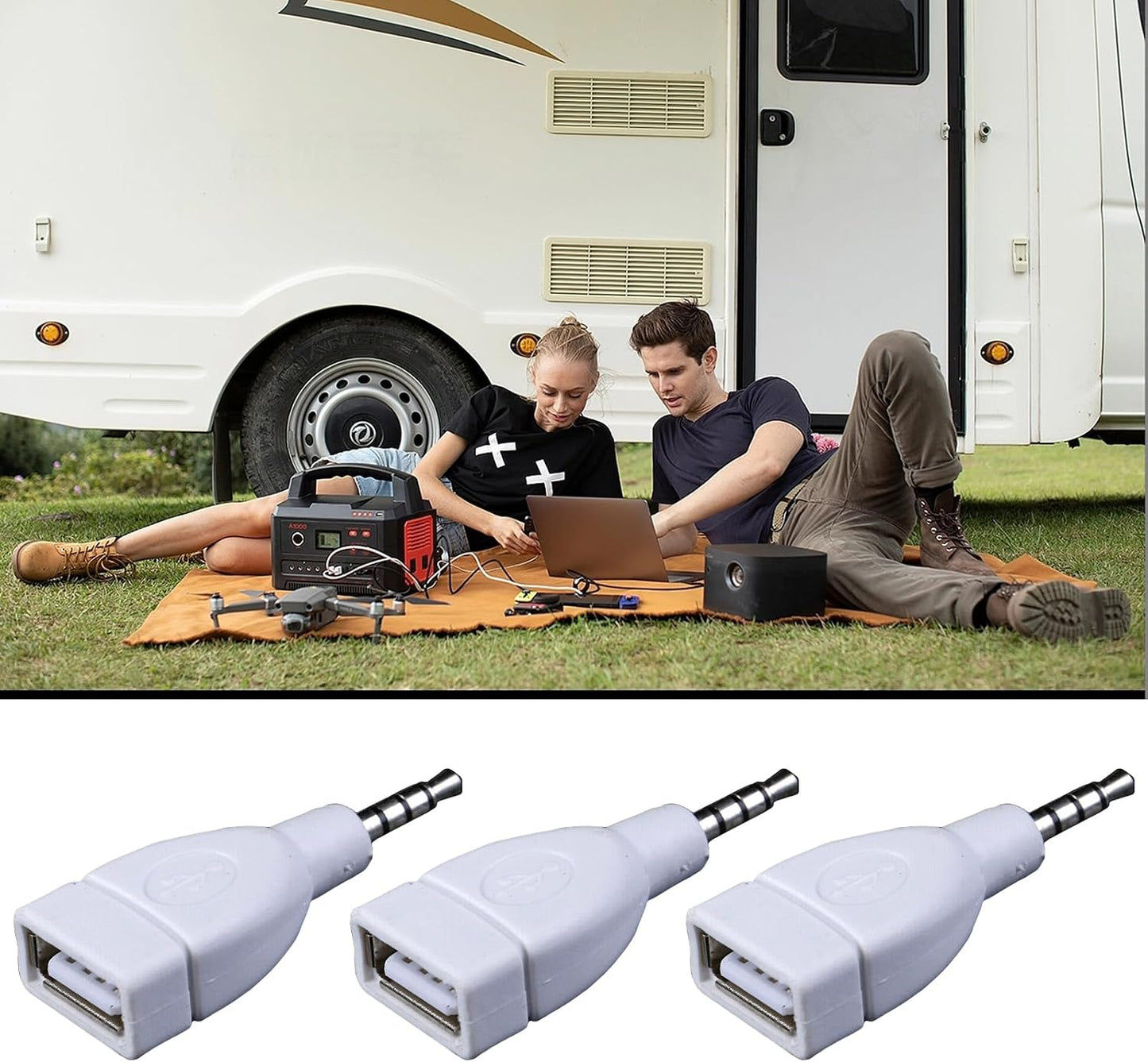 WAGHAVEN 3.5mm 2.0 MP3 Sound Converters Male AUXs to USB Female Converters Adapter for Car Speakers and Players