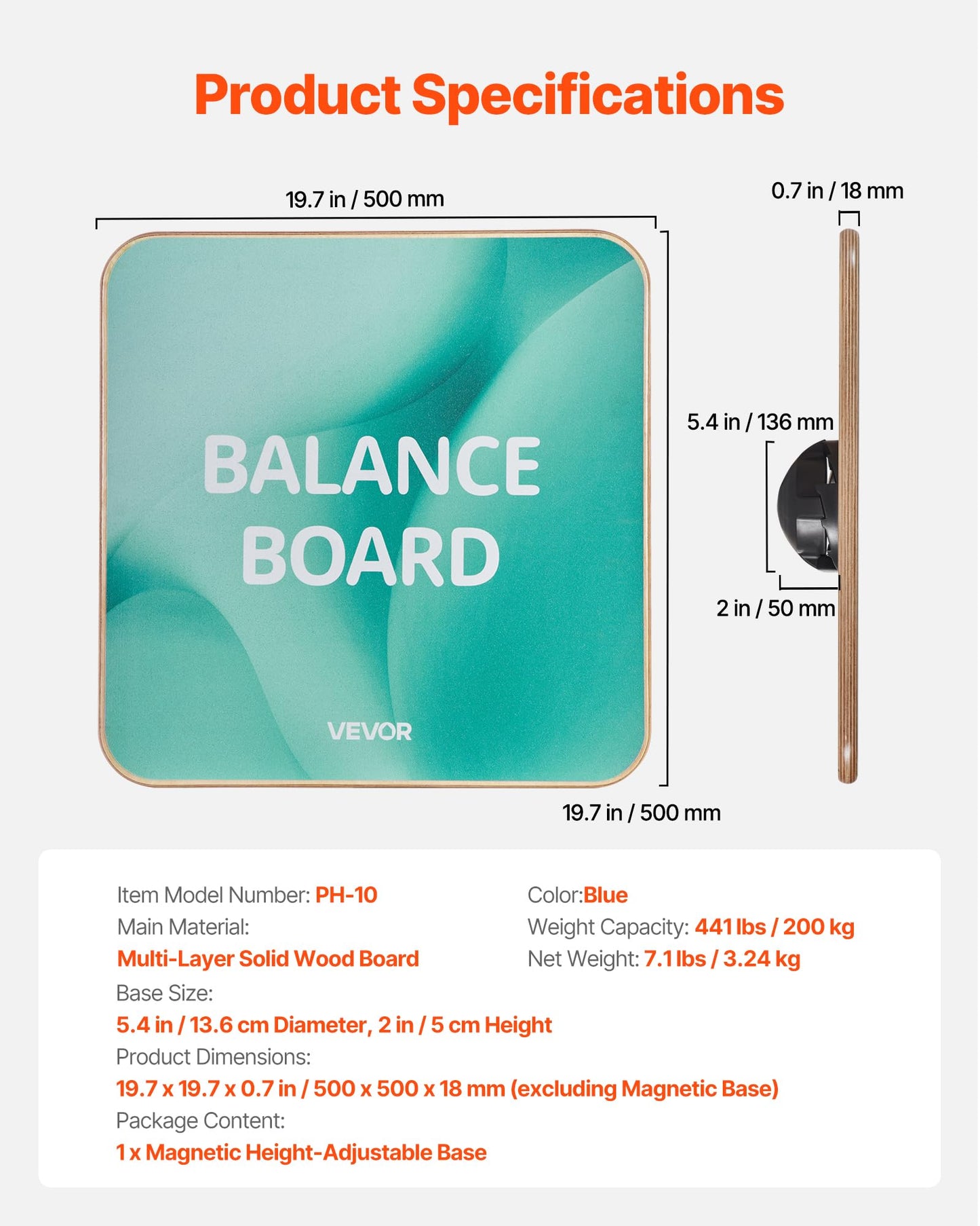 VEVOR Balance Board, 360° Rotating Wobble Board Trainer for Adults 3-Level Adjustable, Wooden Balance Training Equipment, Slip-Resistant Surface for Core Workout, Standing Desk Exercise, Home Gym